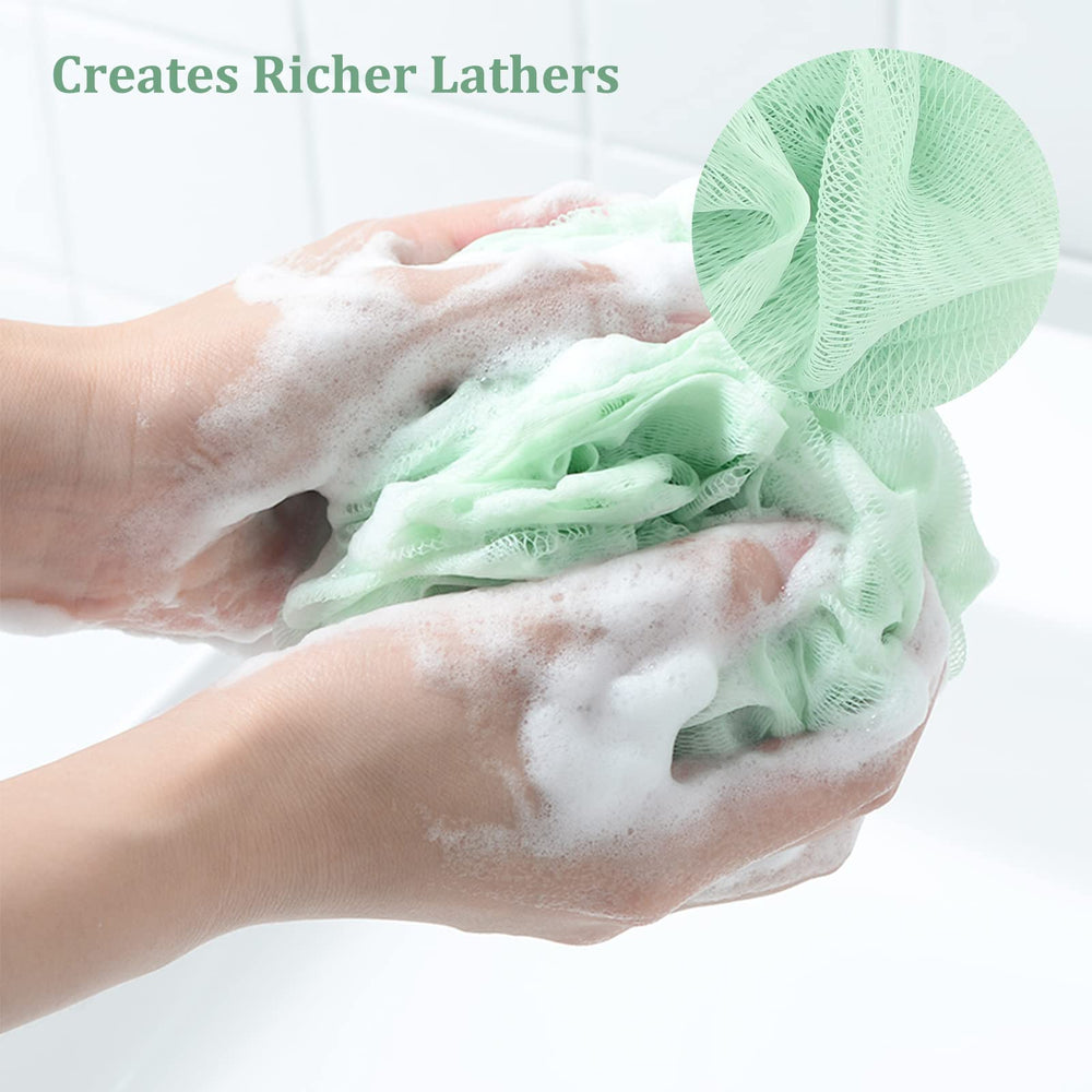 Fu Store loofah sponge pink close-up highlighting plush texture for cleansing.