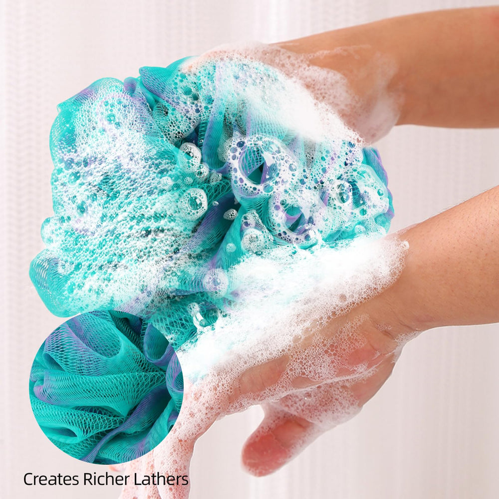 Fu Store Loofah Sponge four colors set helps color-code family showers