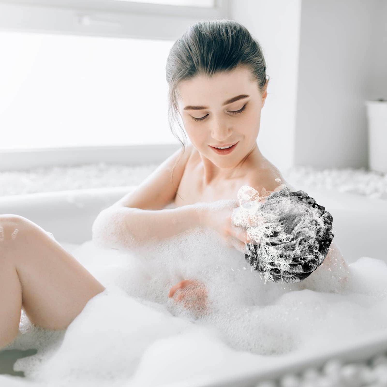 Fu Store loofah sponge bathroom-storage-idea keeps bath area tidy