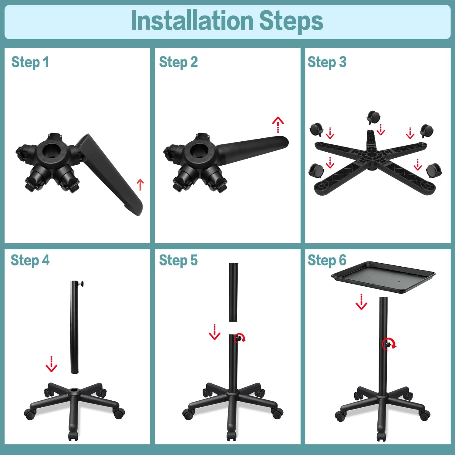 Fuehomue height-adjustable tray from 22 to 38 inches.