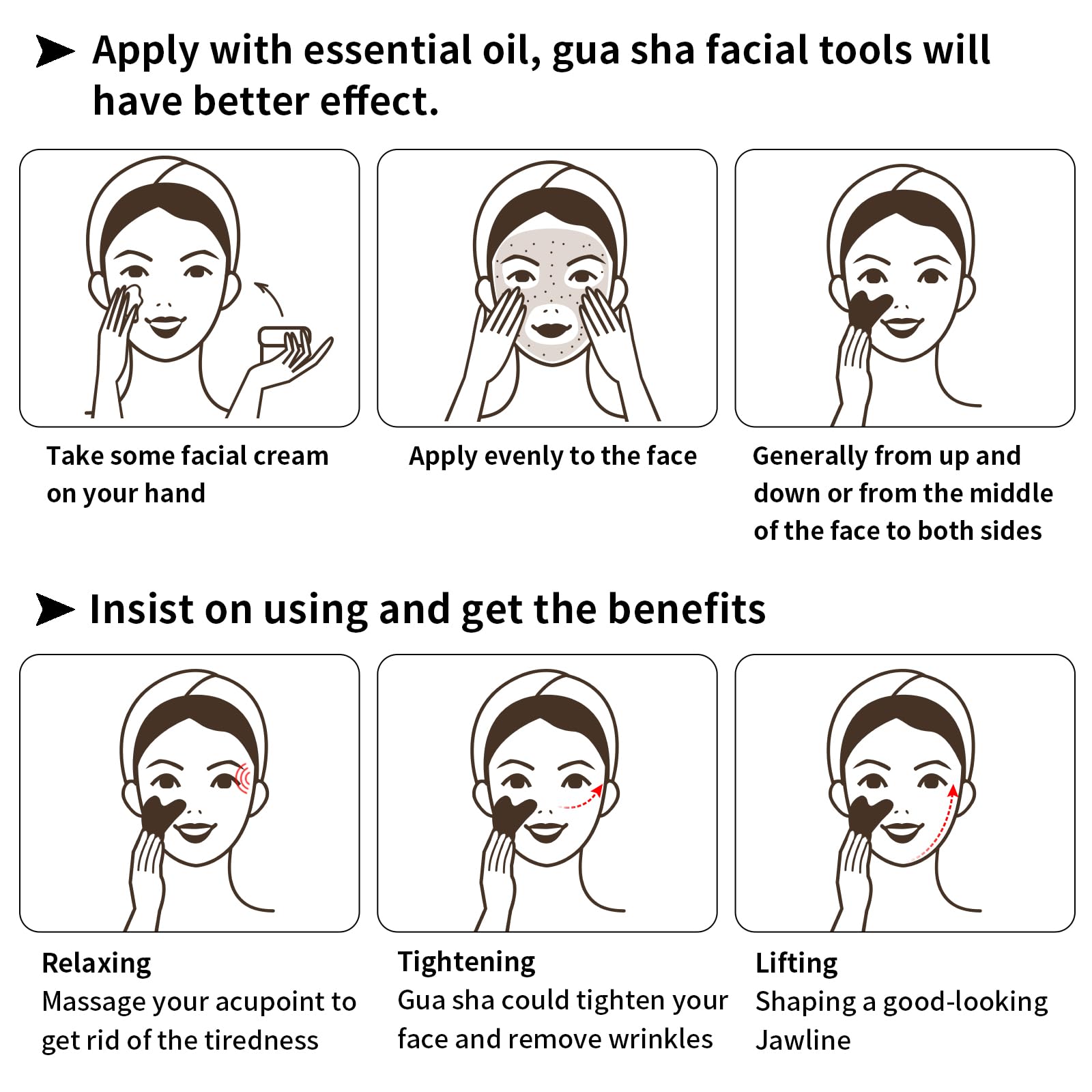 FUIYOOCEN gua sha de obsidiana para relajación nocturna y cuidado diario de la piel.