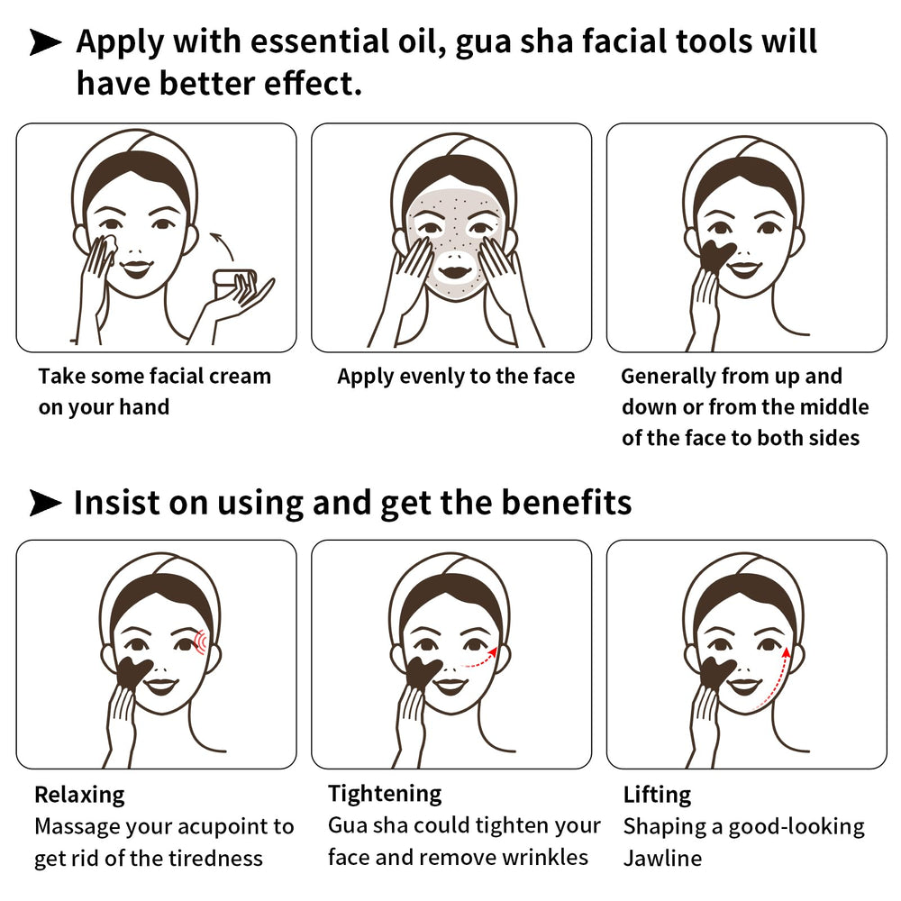 FUIYOOCEN gua sha de obsidiana para relajación nocturna y cuidado diario de la piel.