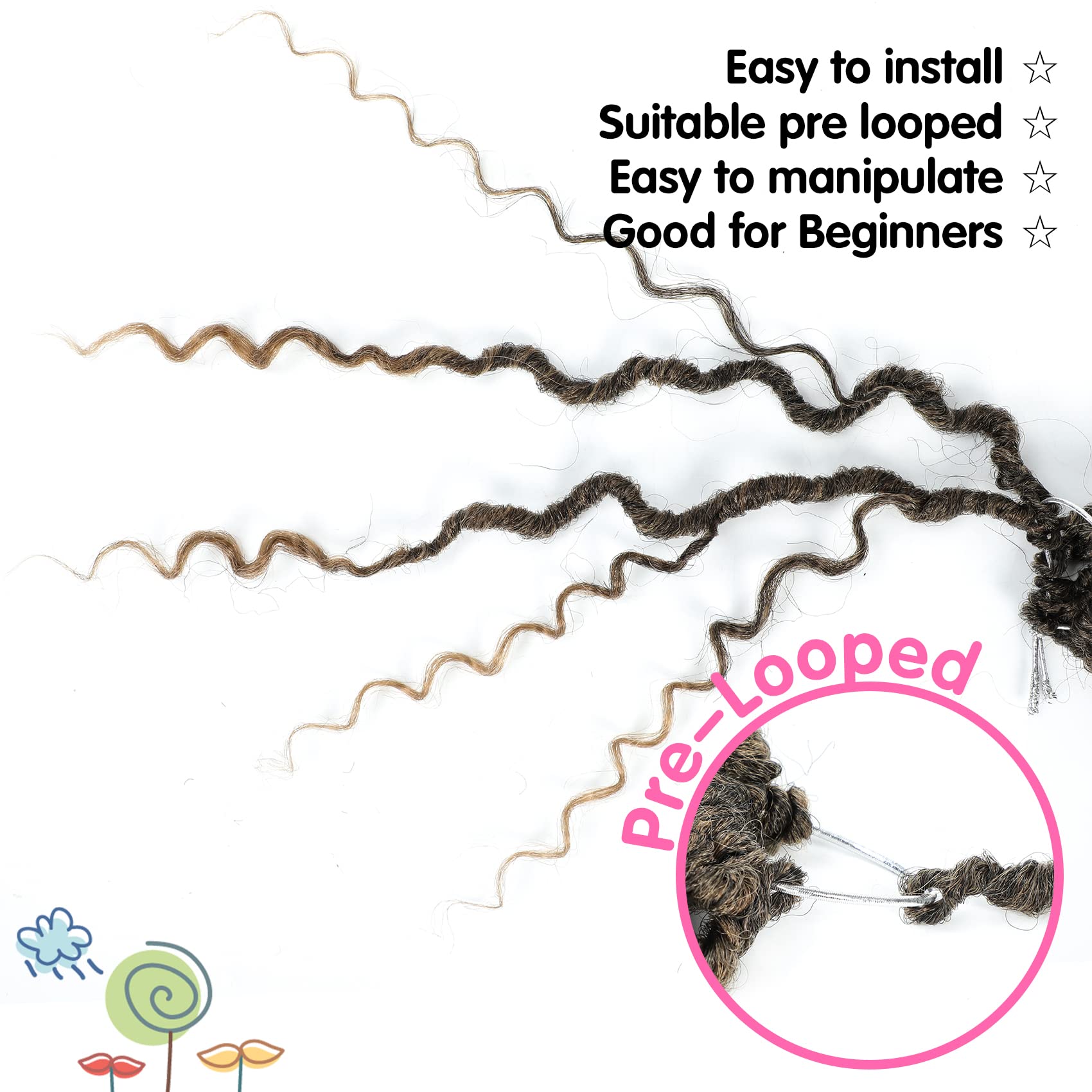 Fulcrum Goddess Locs 12in pre-looped strands simplify installation.