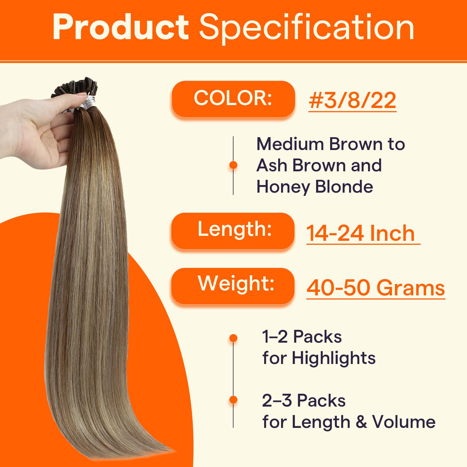 Full Shine K Tip extensions shade match ombre honey blonde for seamless color blend.
