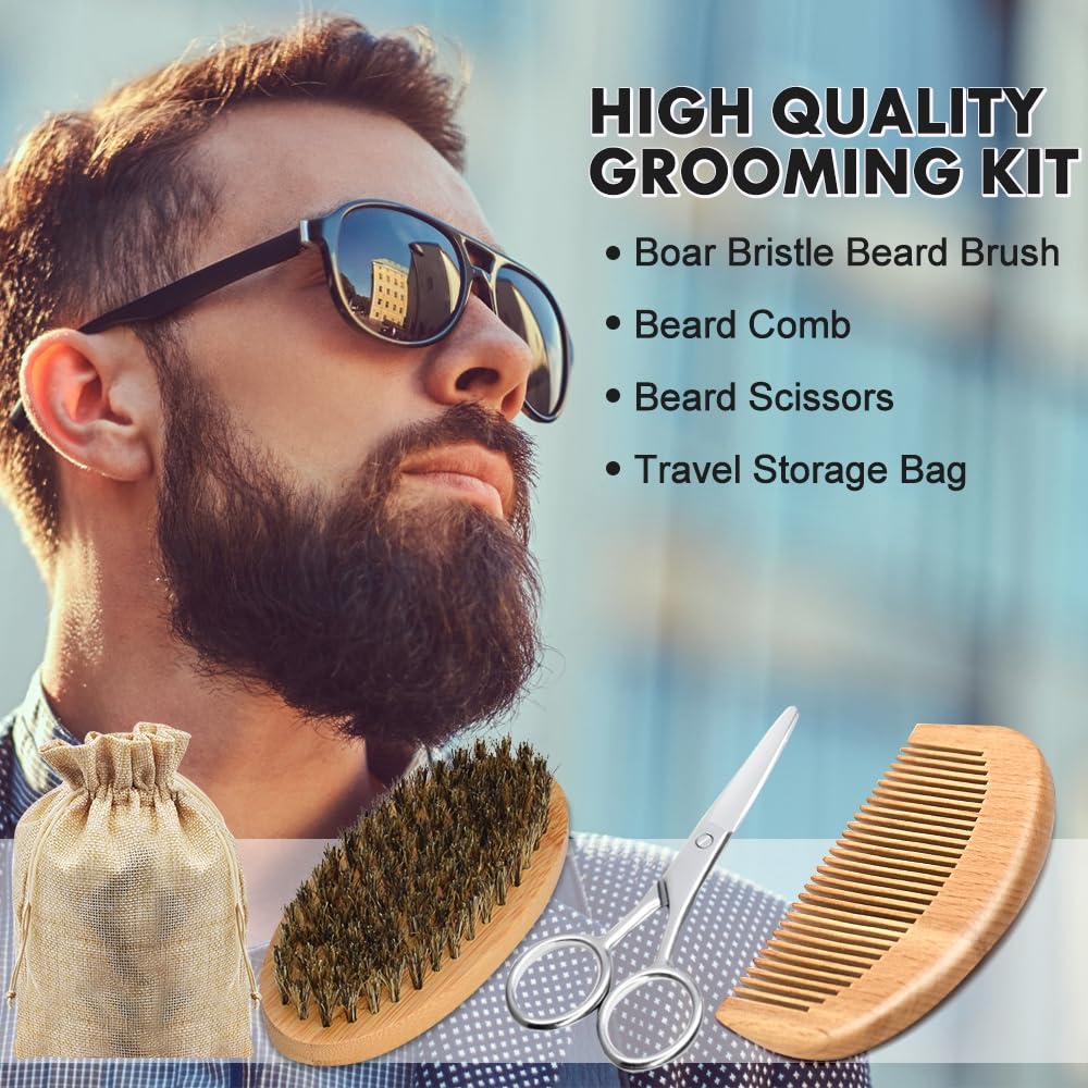 FullLIGHT TECH boar bristle brush distributes oil evenly through beard