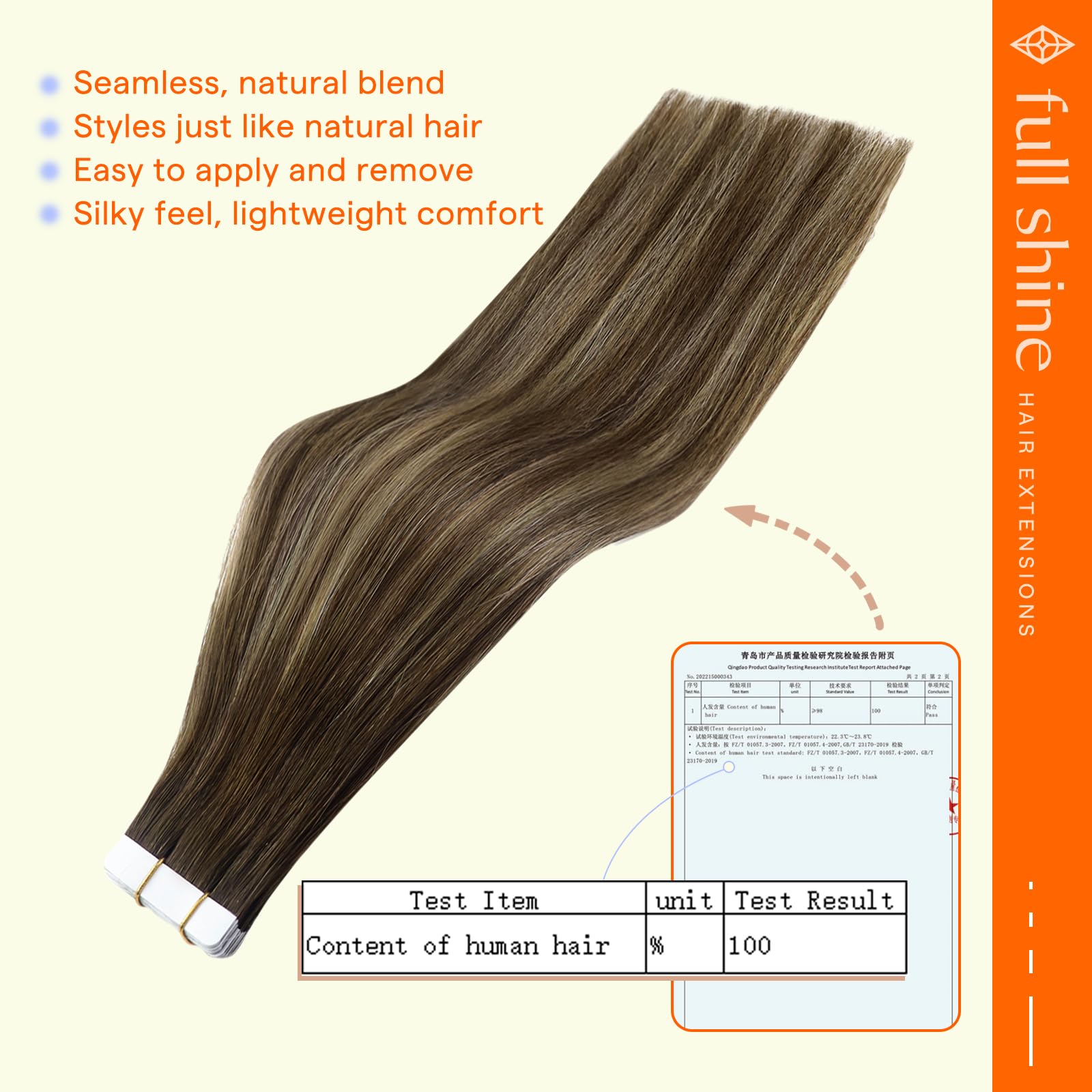 Full Shine dark brunette 4/24/4 extensions lightweight and comfortable