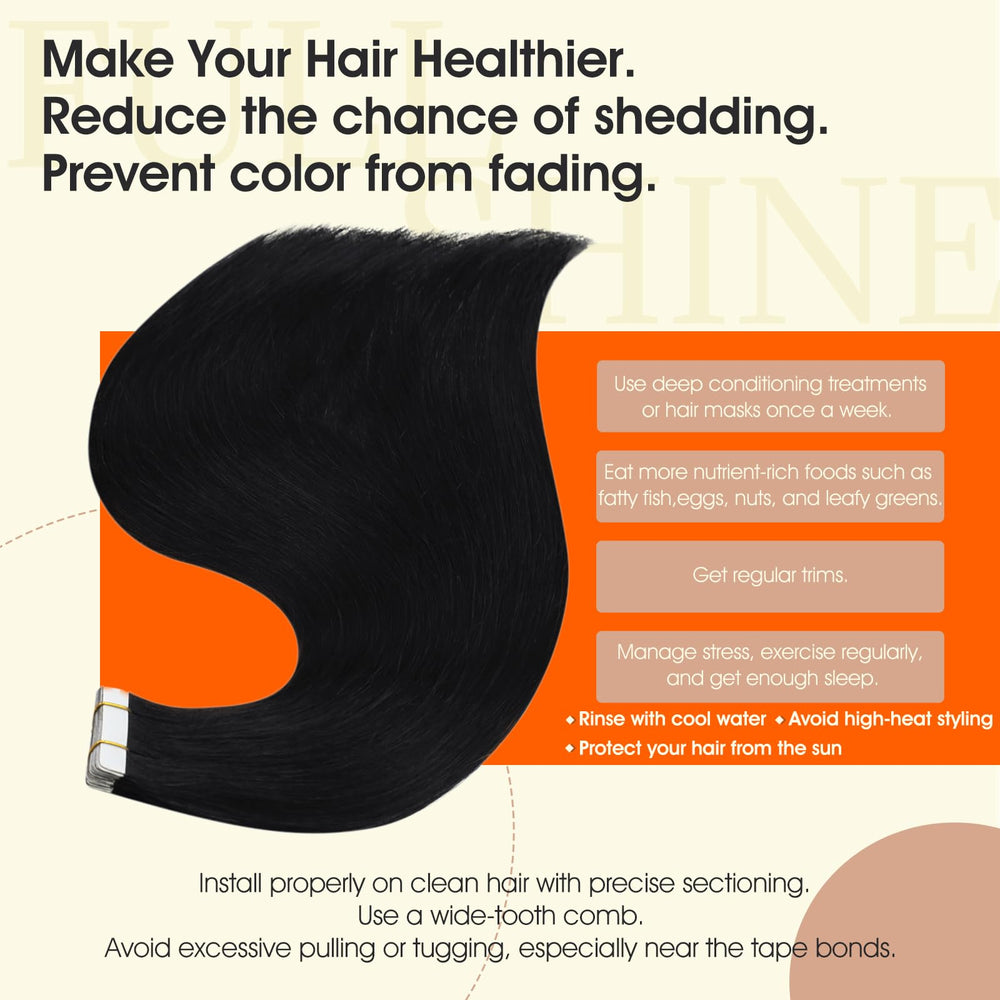 Full Shine Remy hair 18inch, easy application with no heat or glue.