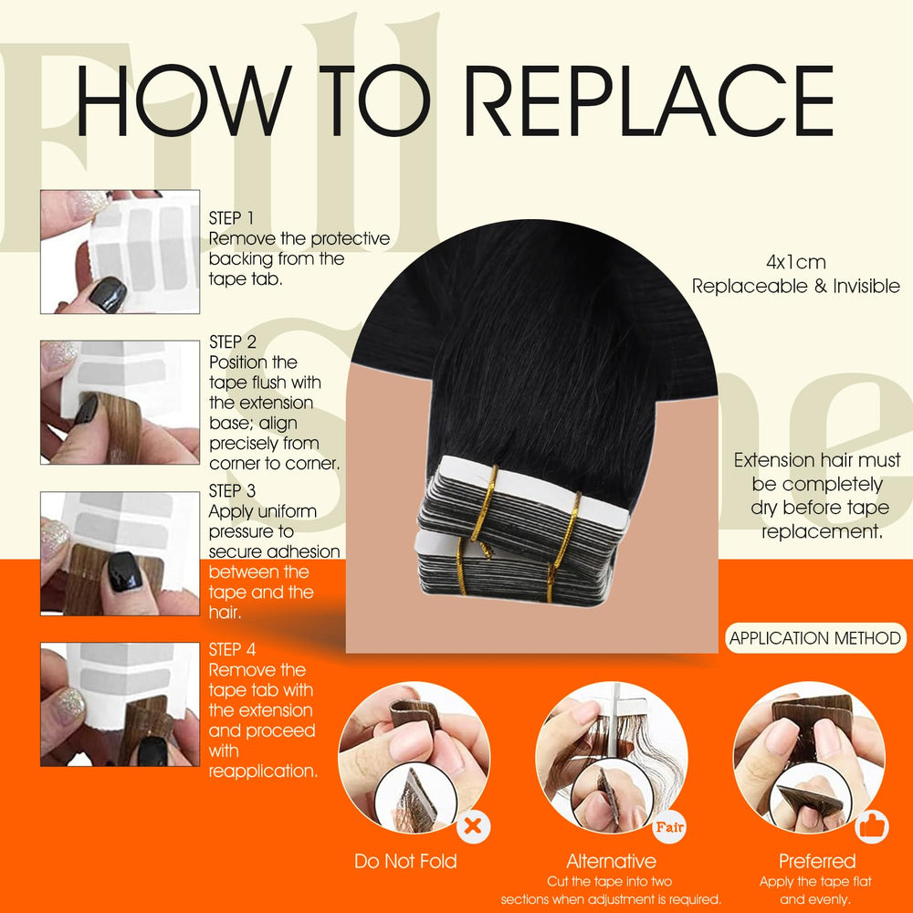 Full Shine double-sided, skin-friendly tape provides a secure hold while staying discreet.