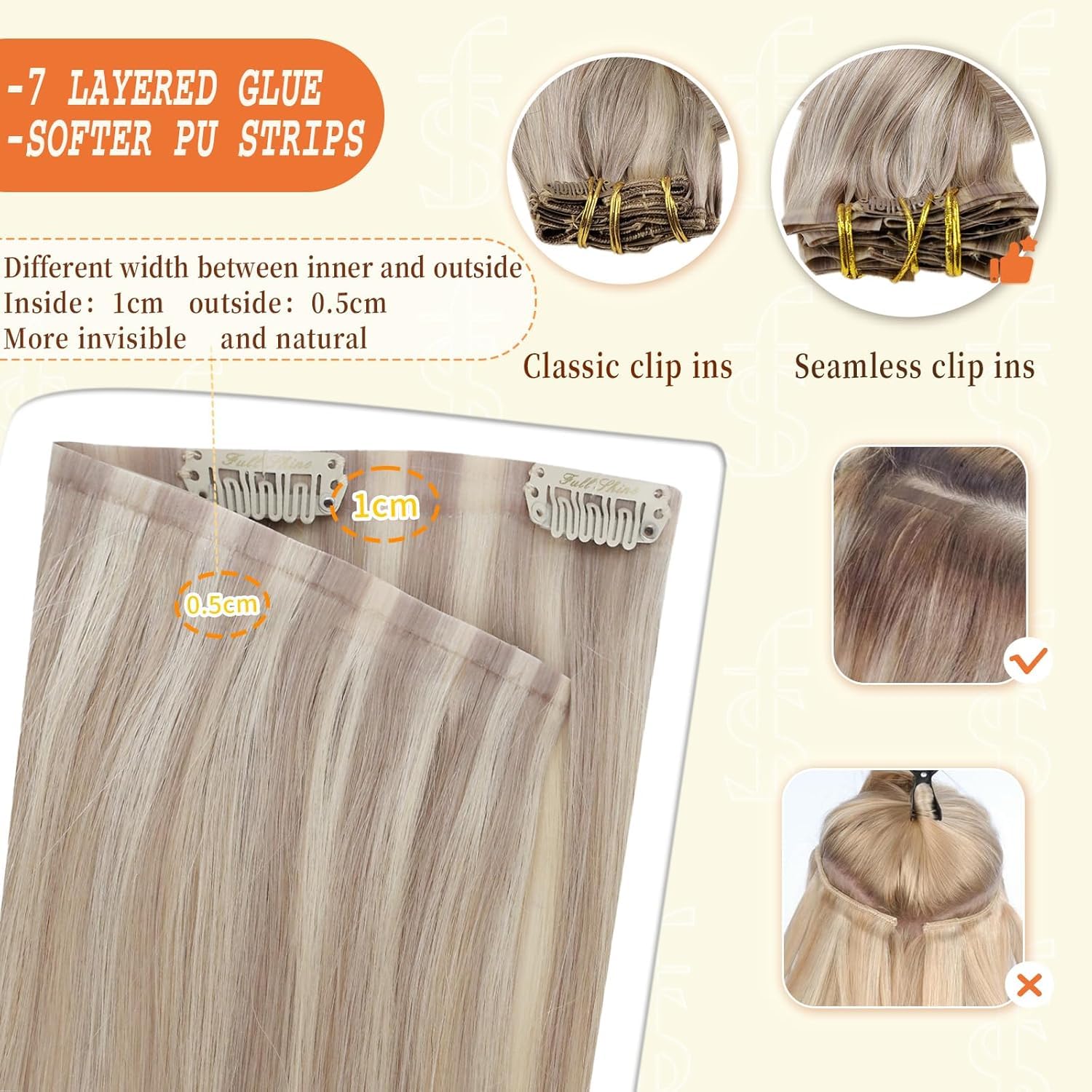 Full Shine volume-boost clip-ins provide adjustable fullness for many looks.