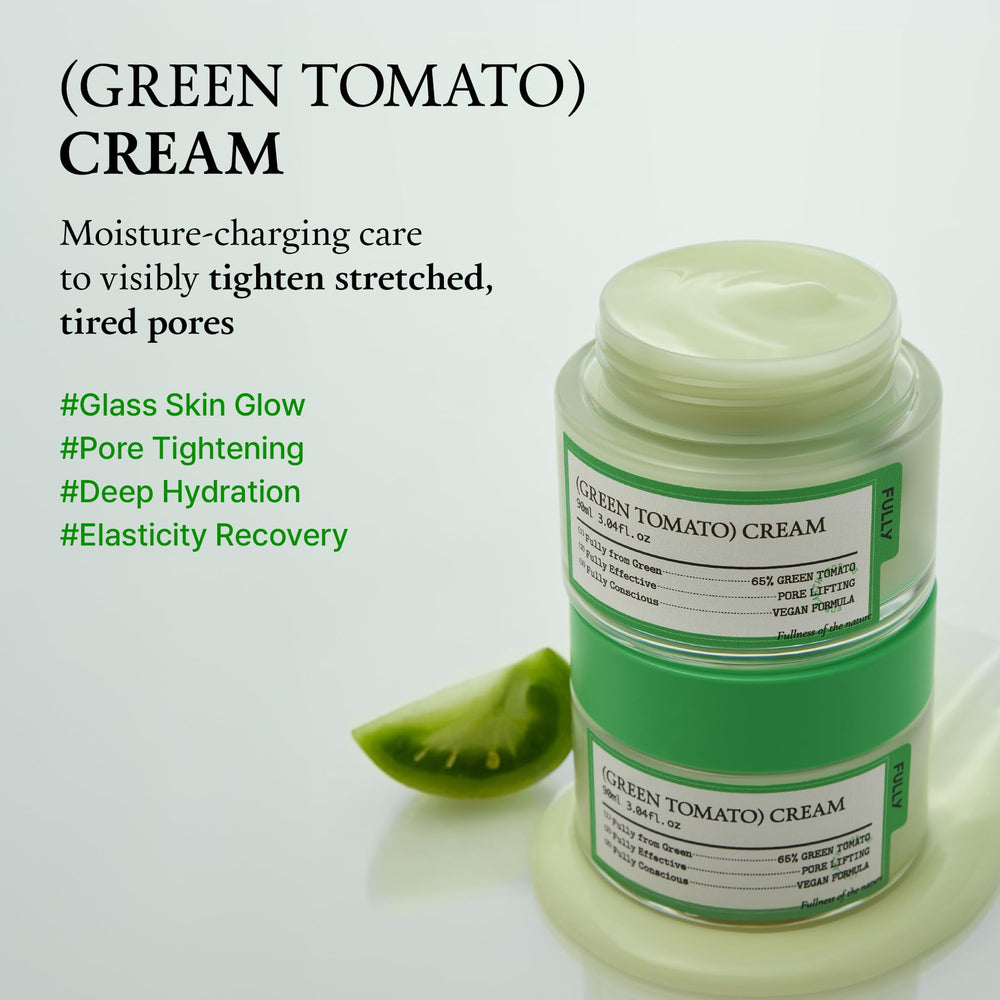 FULLY crema facial Tomate Verde, textura cremosa que suaviza la piel