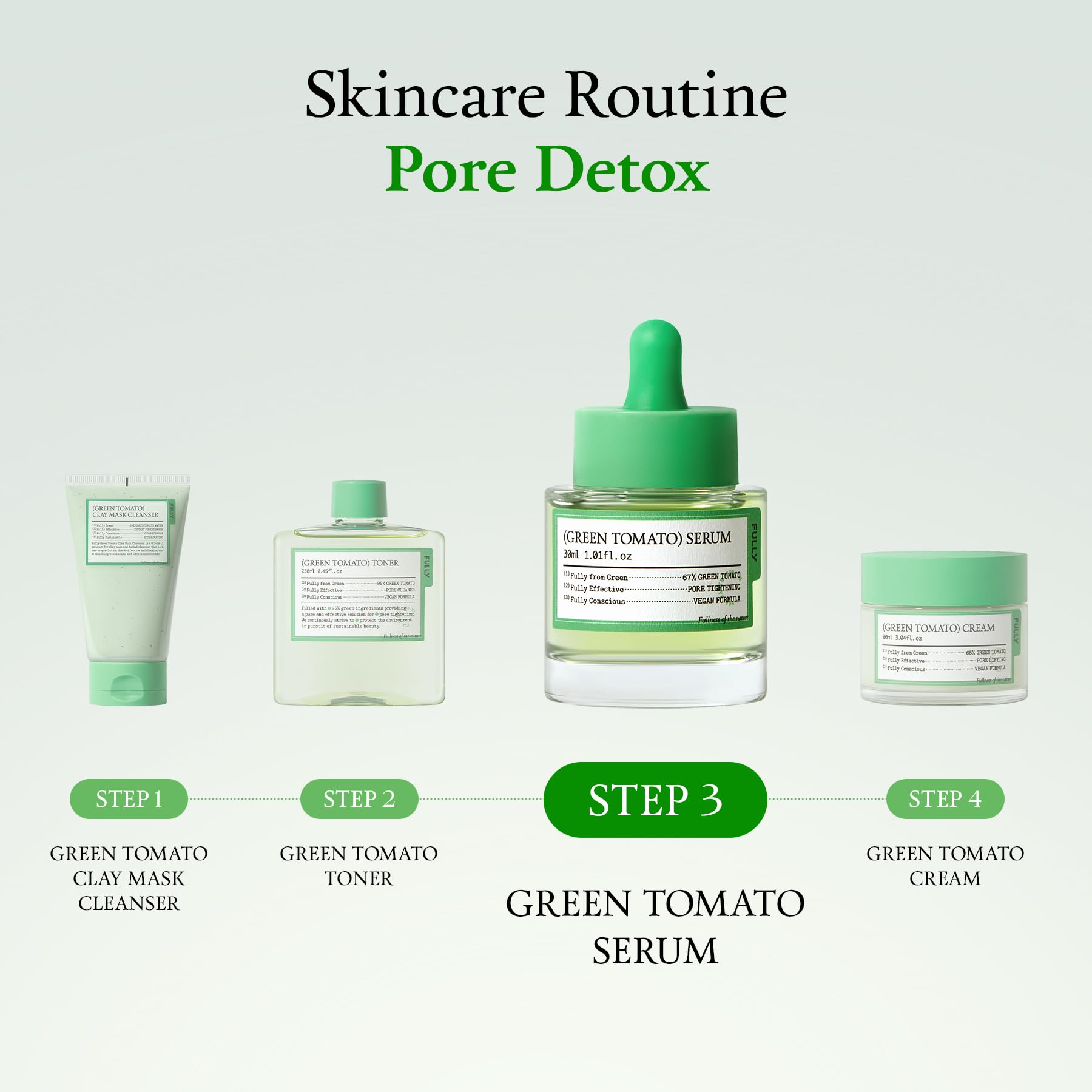 Apariencia de mayor elasticidad de la piel con FULLY serum tomate verde.