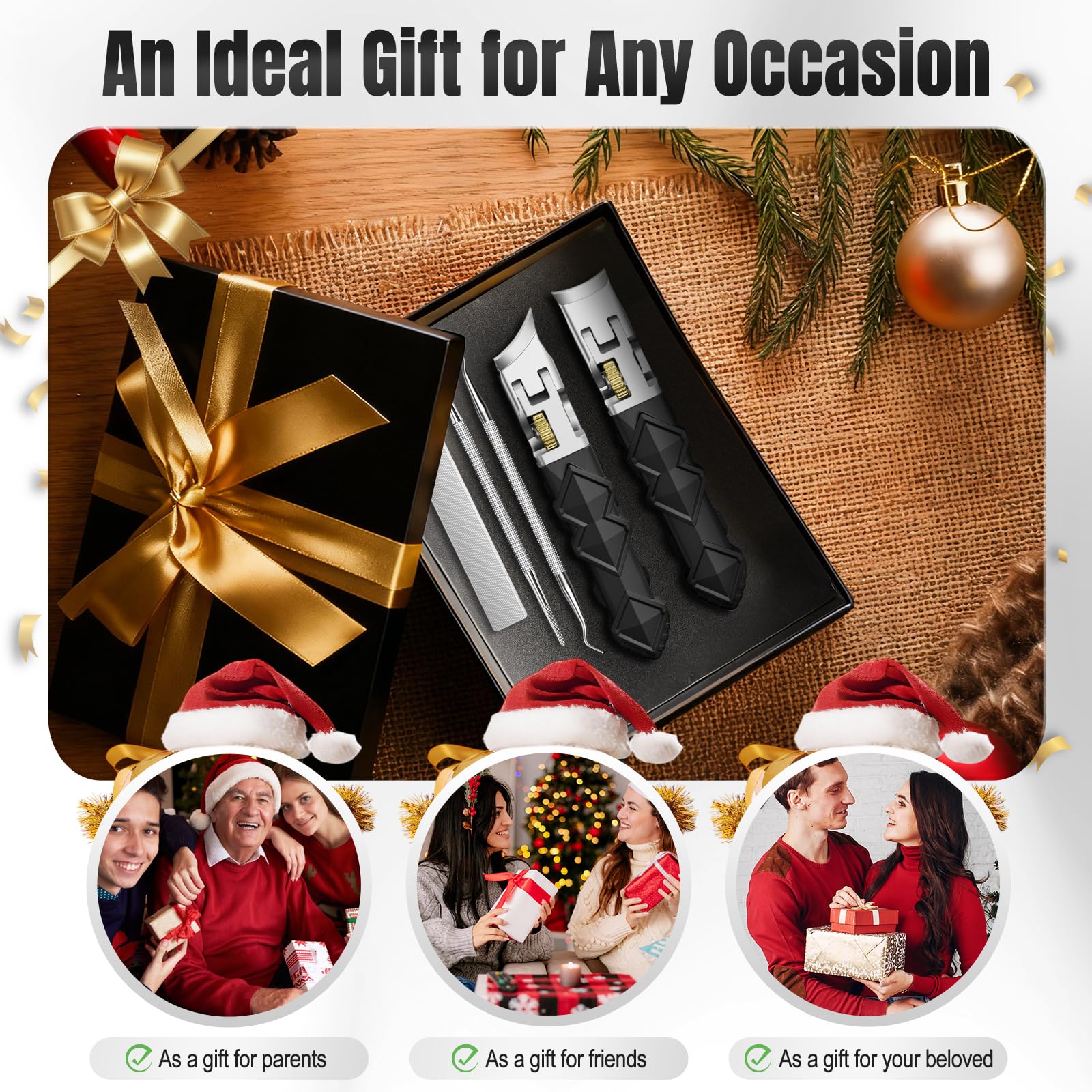 FUMAX leather case storing the clipper set securely as a gift.