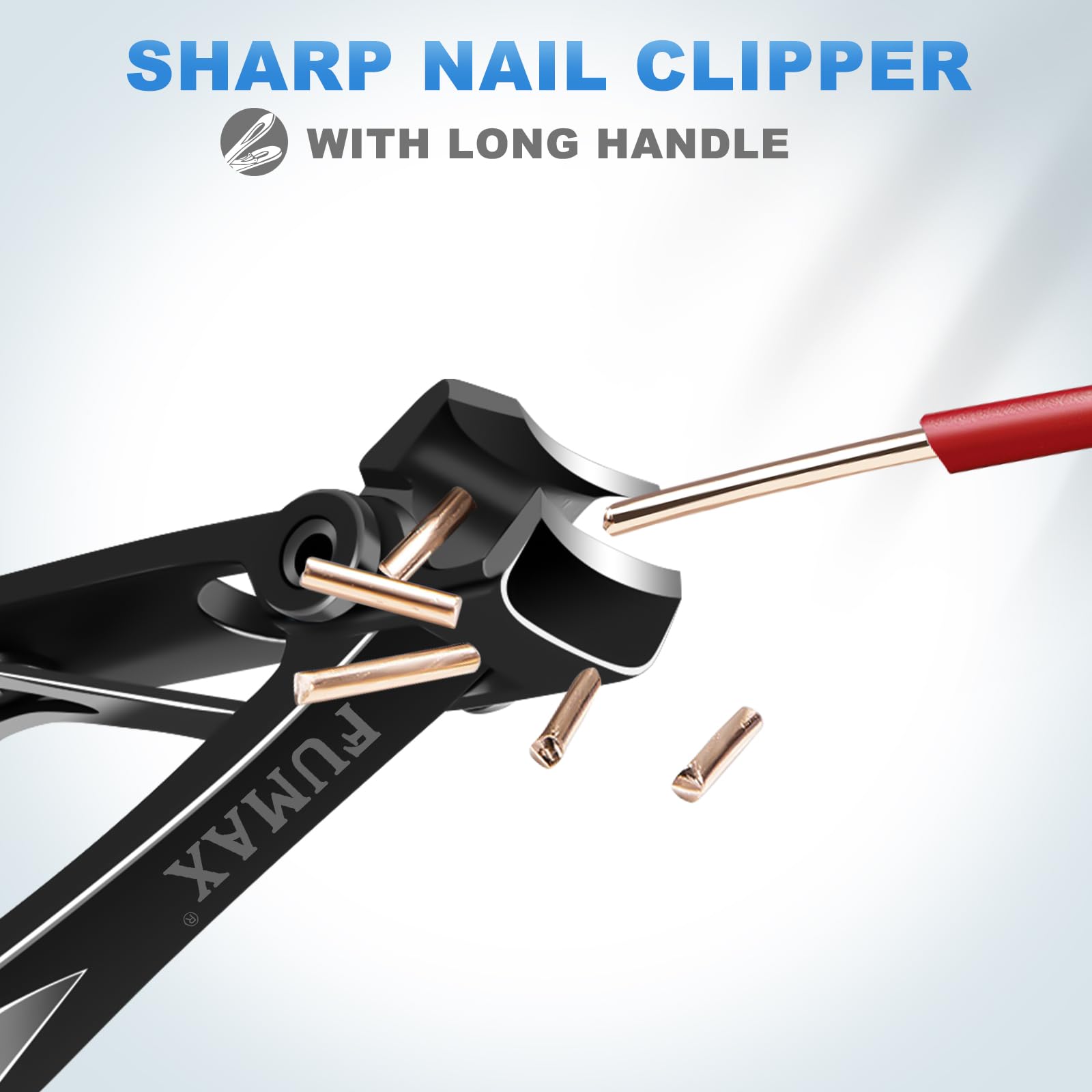 FUMAX curved-blade clippers align with nail curves for smooth cuts.