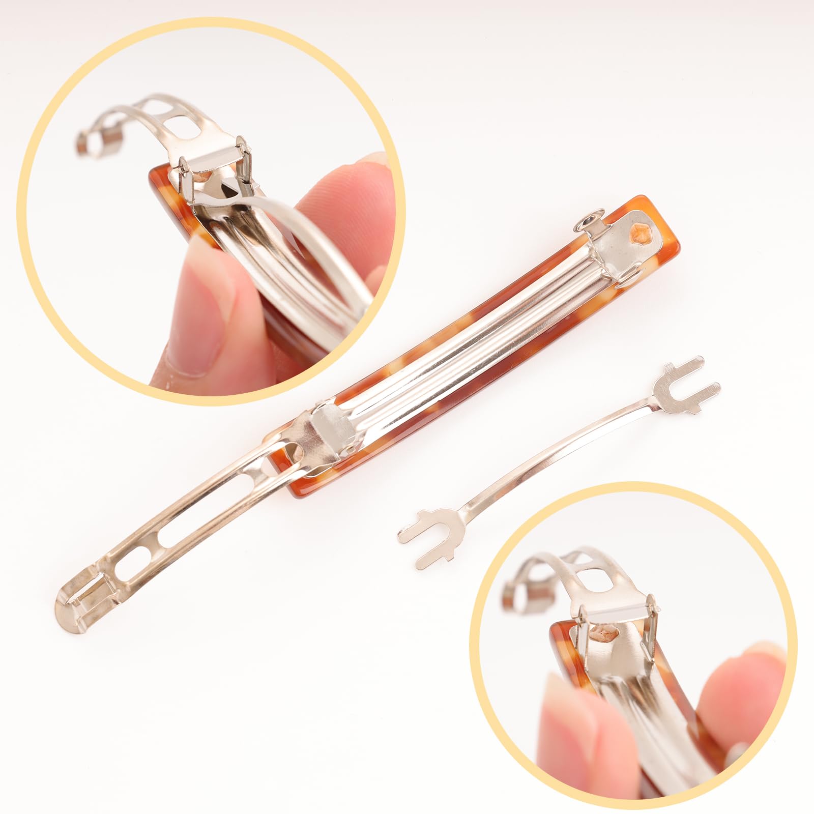 Fumwase turtle shell clip in amber enhances casual or formal looks.