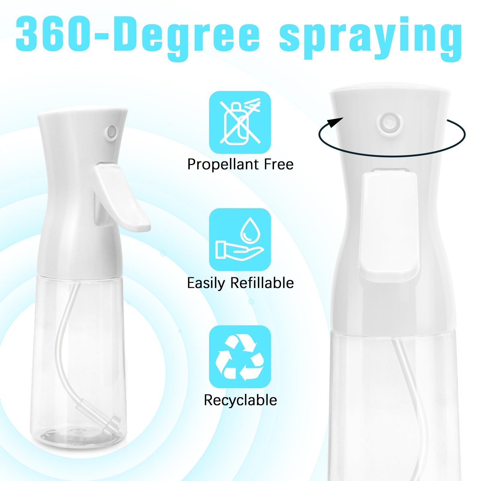 Fun Gift spray bottle nano nozzle demonstrates wide-area mist from any angle
