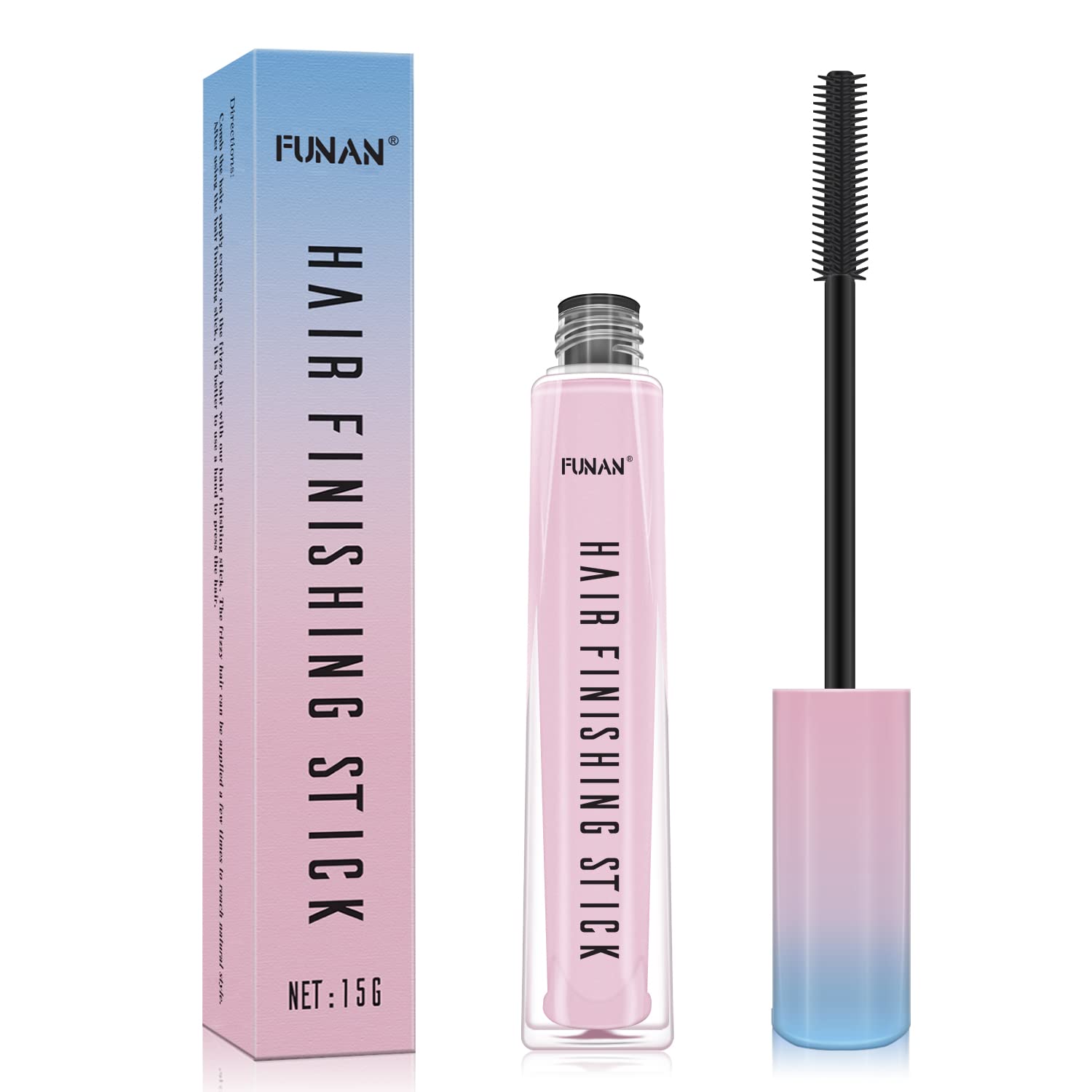 Funan Hair Feel Finishing Stick packaging close-up for on-the-go touch-ups.