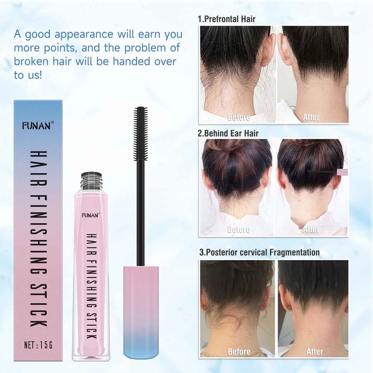 FUNAN Barra de acabado para cabello liso, ayuda a sostener el peinado.