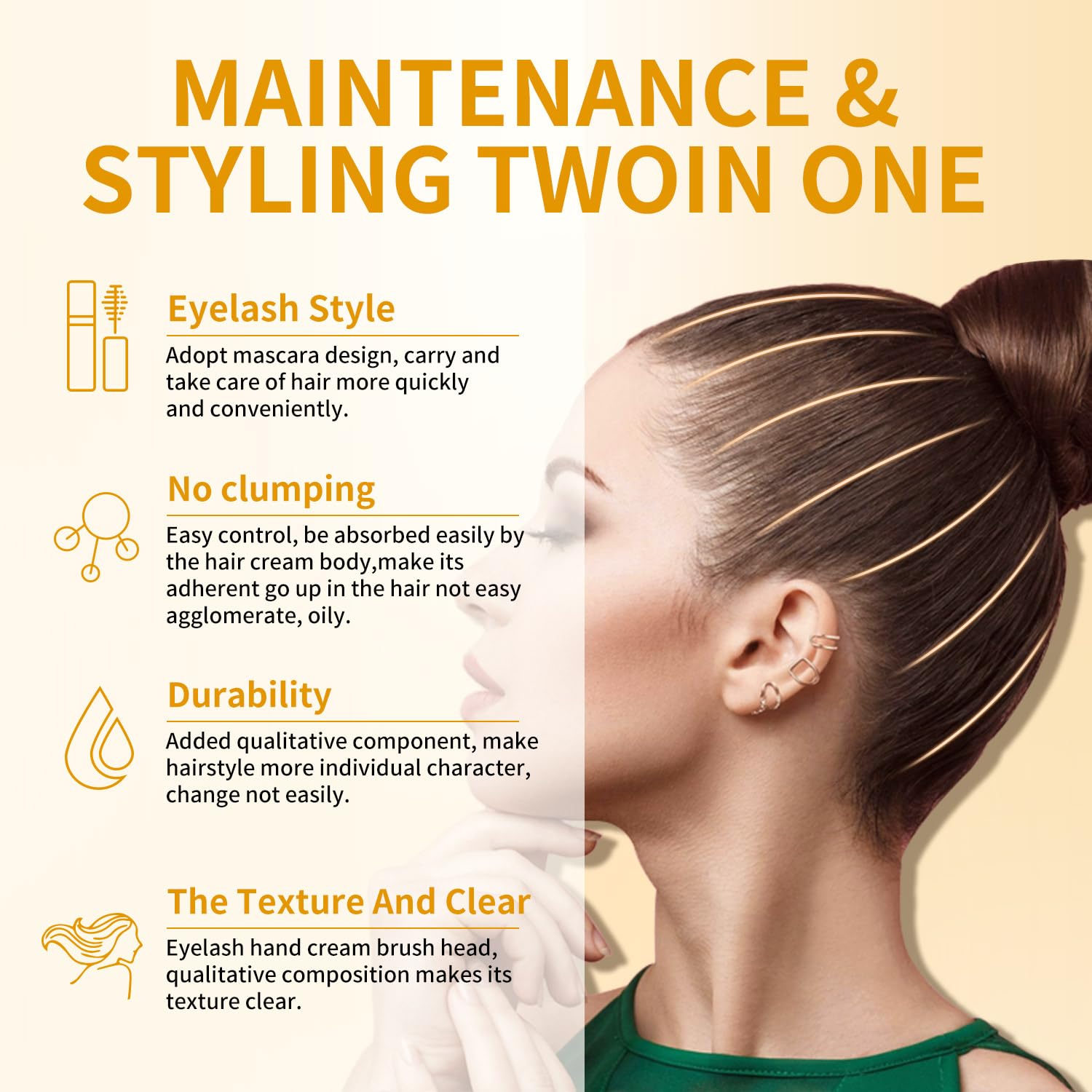 FUNAN Hair Mascara gloss enhancer finish on hair strand for subtle shine