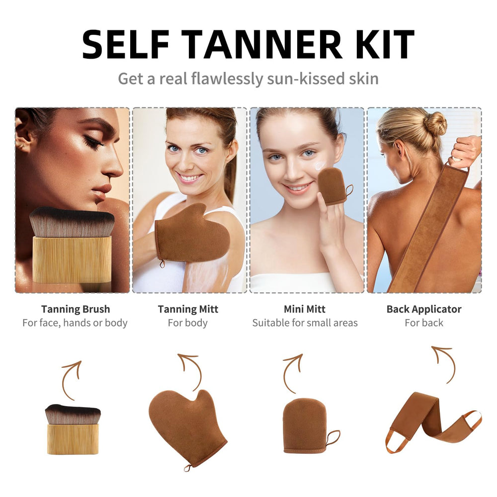 Kit FUNAN bronceado 4 en 1 aplicador espalda para zonas difíciles