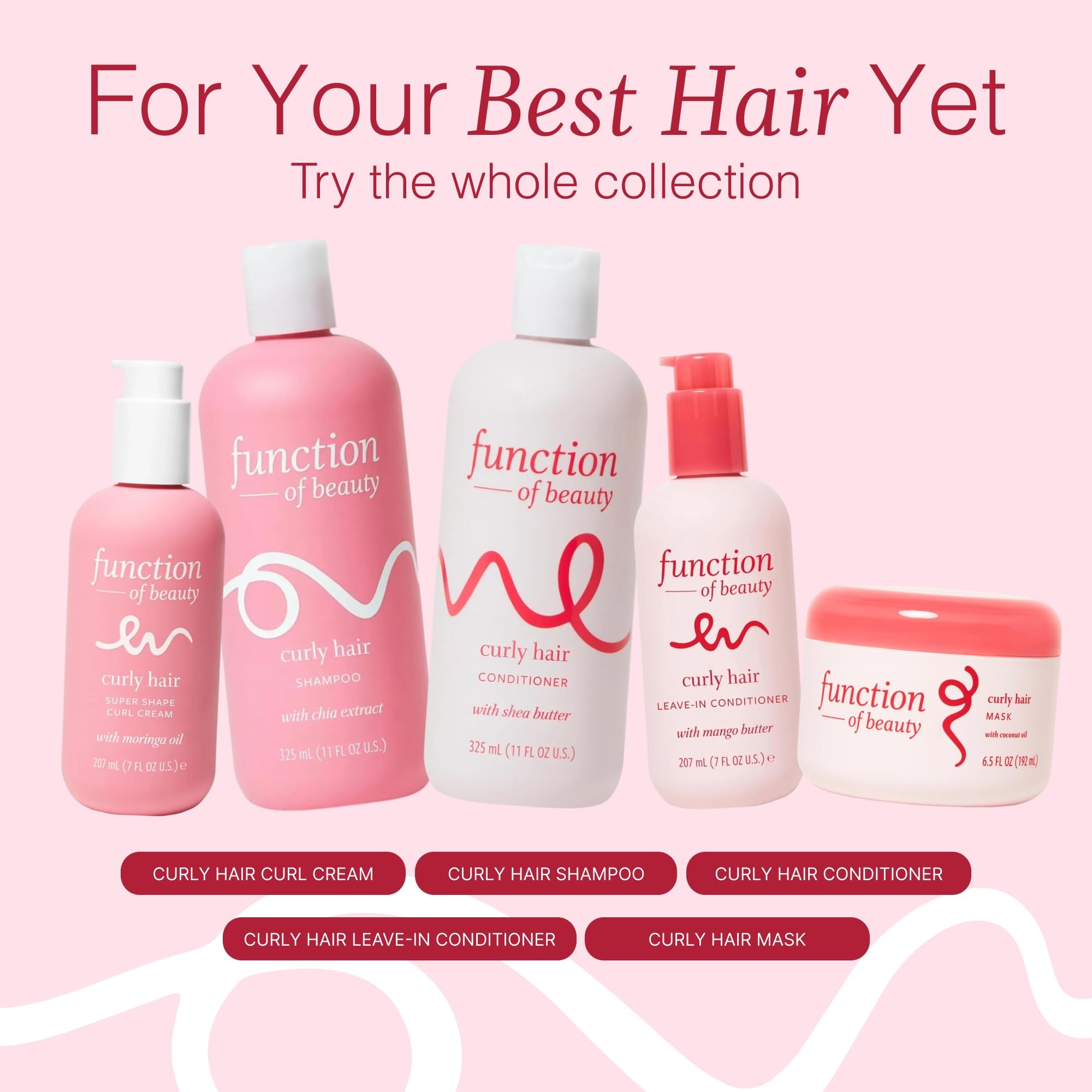 Function of Beauty Curly Hair Conditioner XL, textura sedosa y hidratación duradera para rizos.