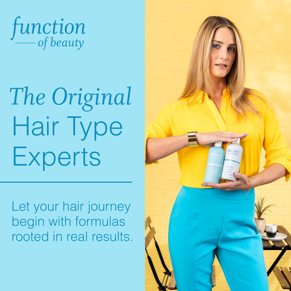 Function of Beauty Straight Hair ingredients label highlighting coconut water and avocado oil.