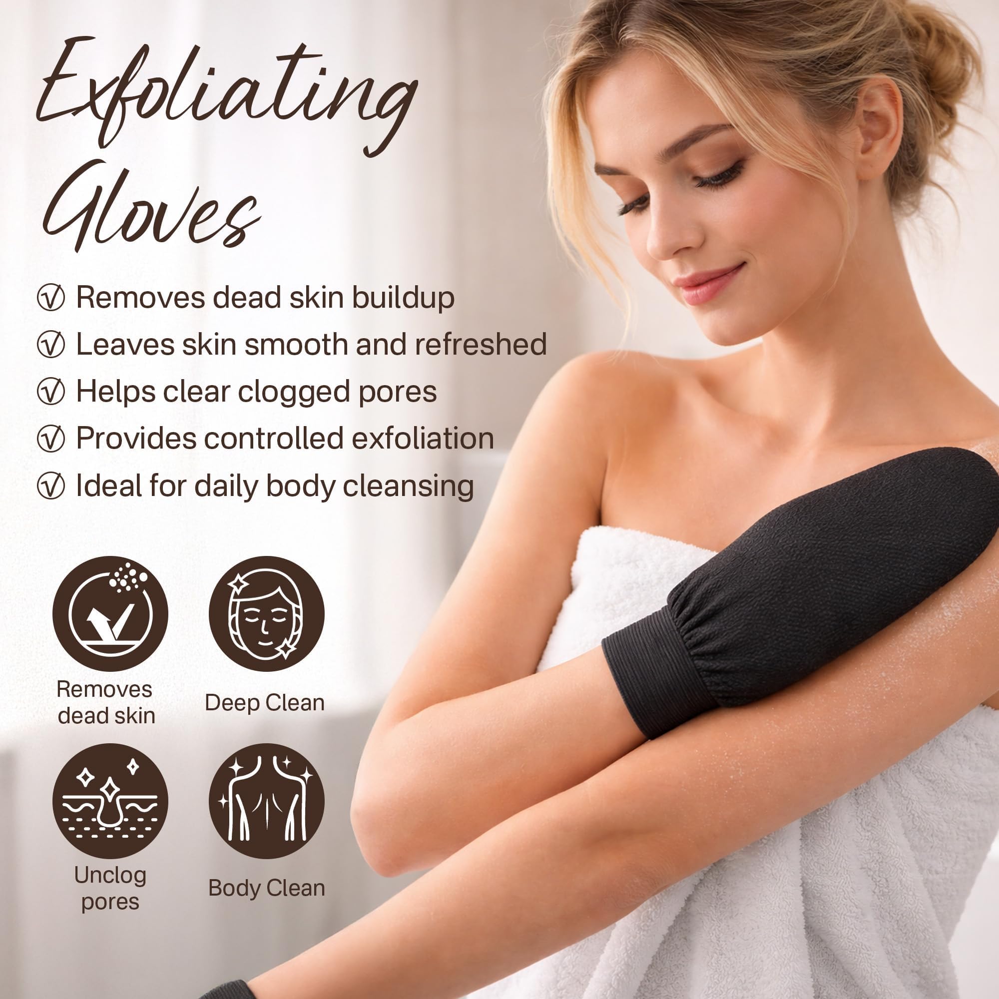 Fundrem guantes exfoliantes para cuerpo, textura más lisa tras el baño