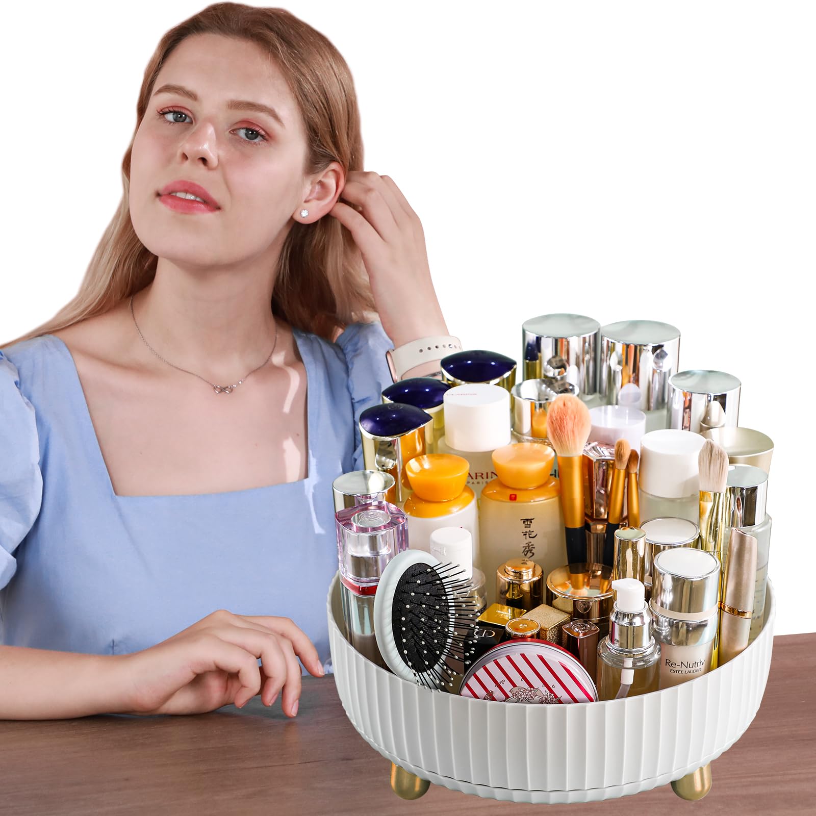 Funest dresser organizer stand keeps cosmetics neat and reachable