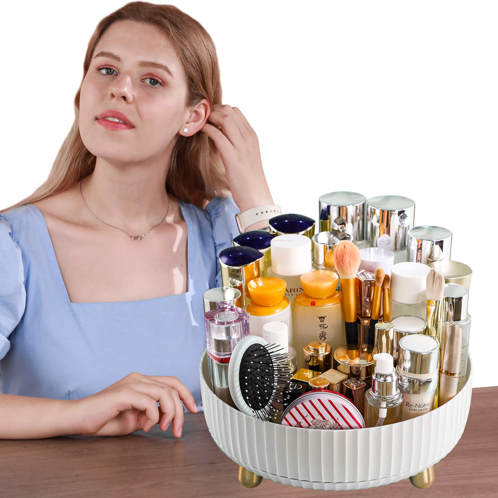 Funest dresser organizer stand keeps cosmetics neat and reachable