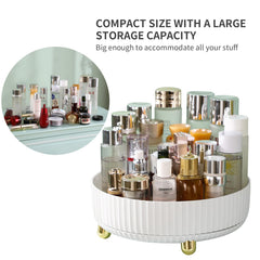 Funest large-capacity turntable tray keeps cosmetics organized and accessible