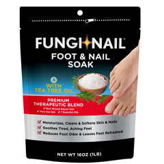 Fungi-Nail: botella de baño para pies en primer plano, ideal para un spa en casa.