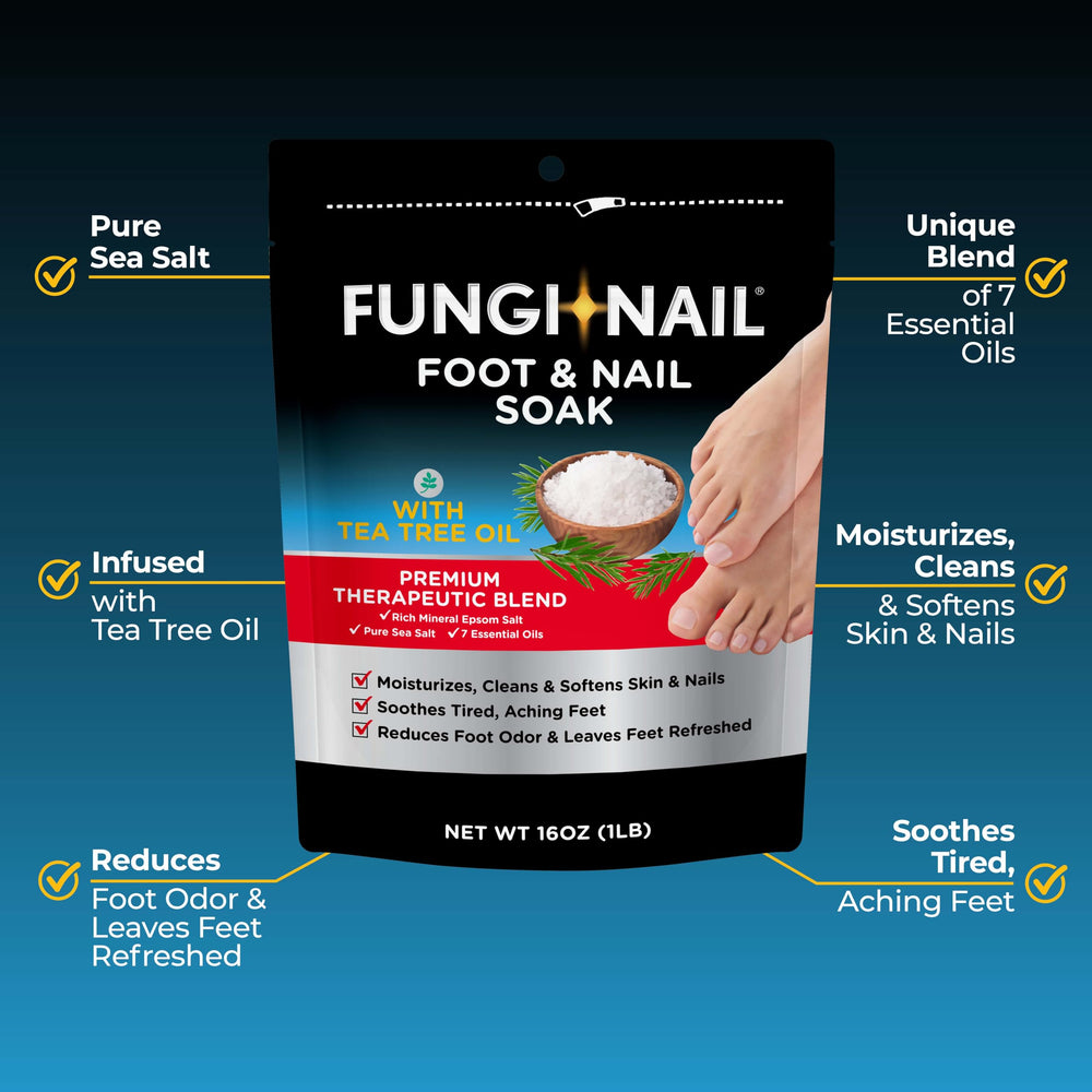 Fungi-Nail: textura suave y sal mineral cuidando la piel de los pies.