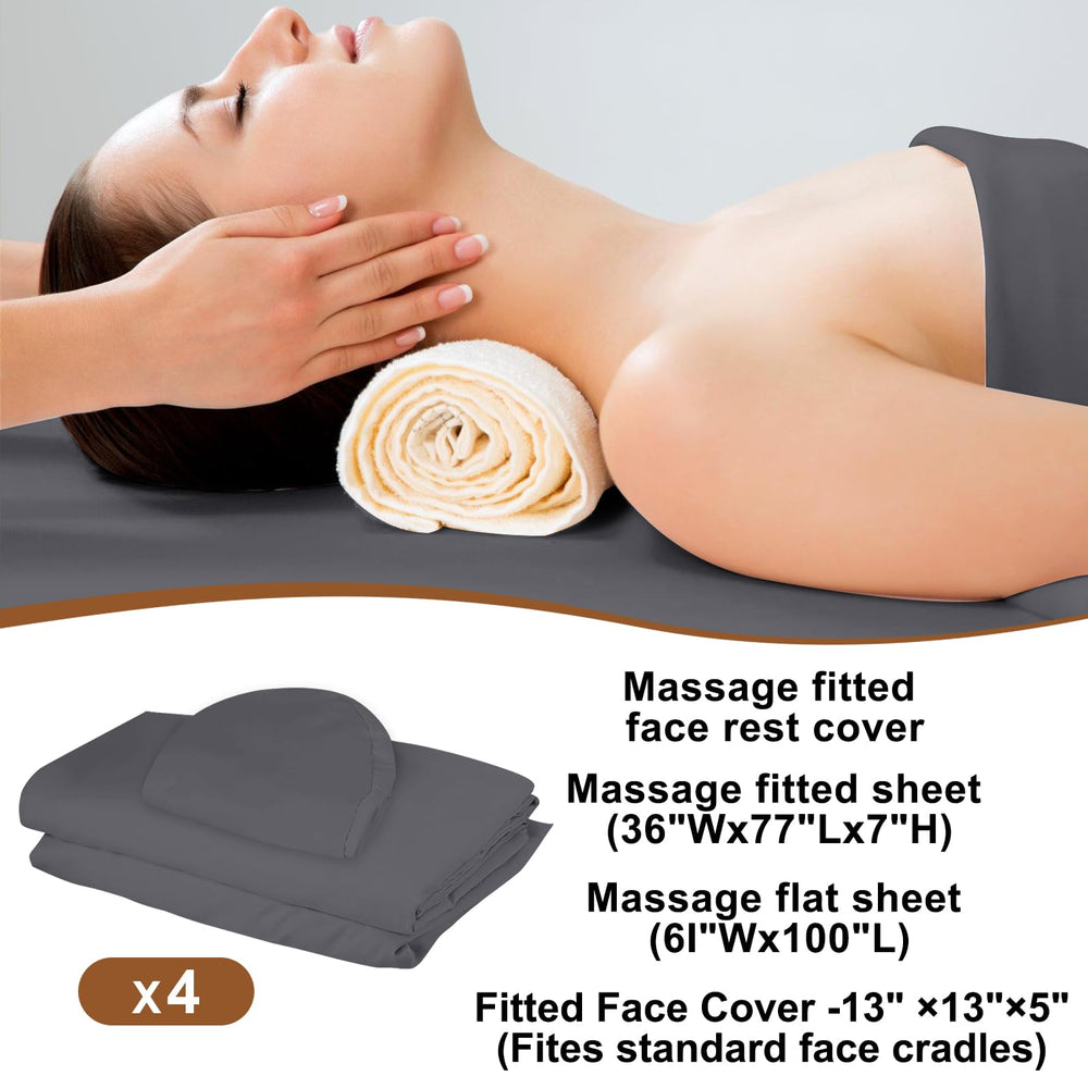 FUNLIYING fitted sheet in grey fits standard massage tables securely