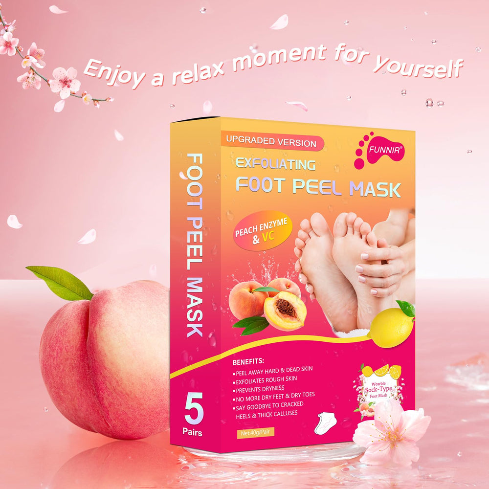 FUNNIR mascarilla exfoliante para pies en aplicación, ajuste cómodo durante el uso.