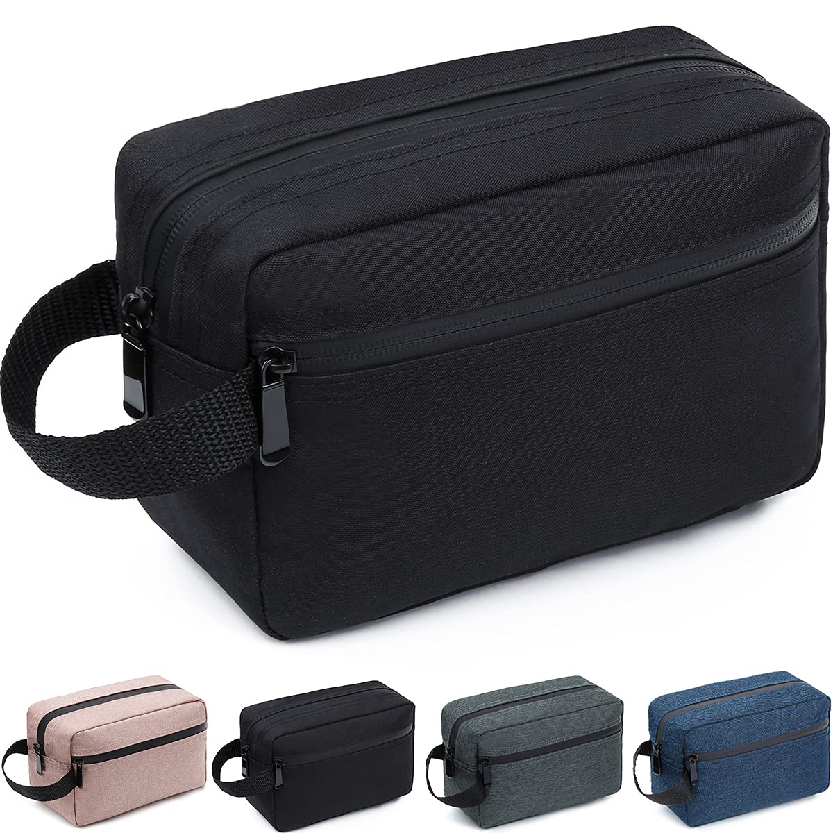 Funseed travel toiletry bag front view with spacious main compartment.