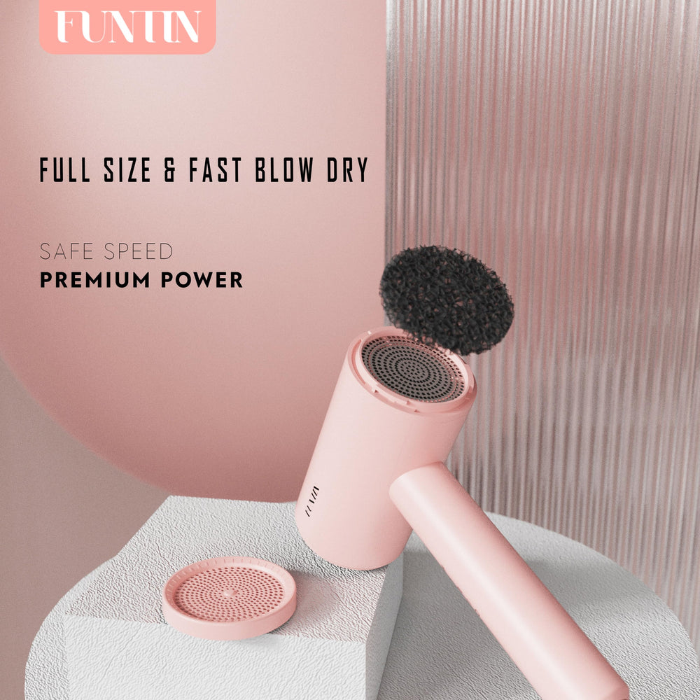 FUNTIN ionic ceramic technology in baby pink reduces frizz and adds shine