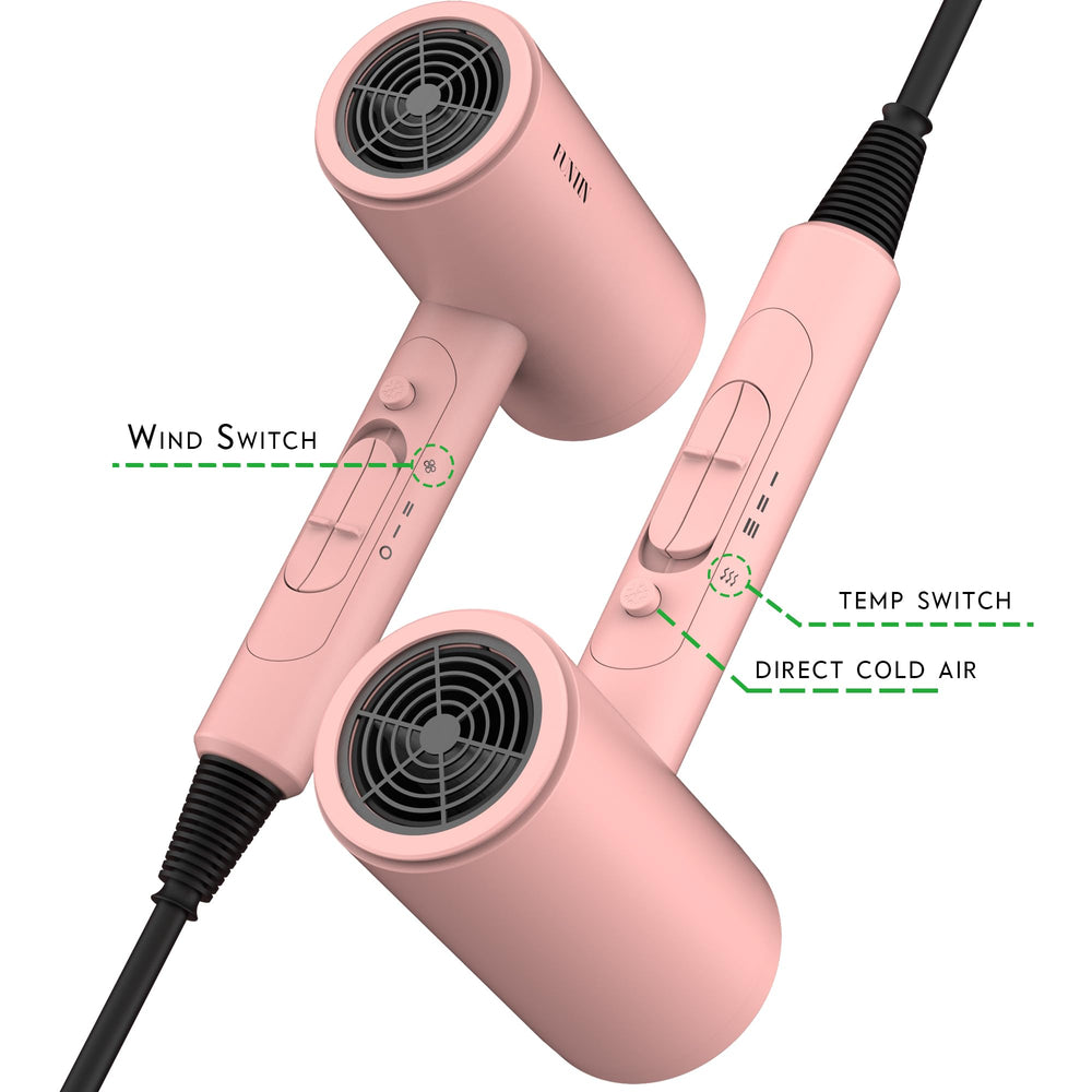 FUNTIN hair dryer nozzle in baby pink for targeted drying and lift