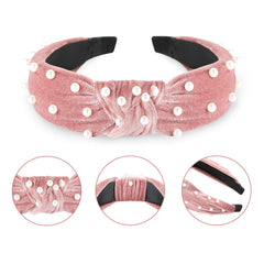 Diadema con perlas rosadas de Funtopia, brillo sutil para look elegante