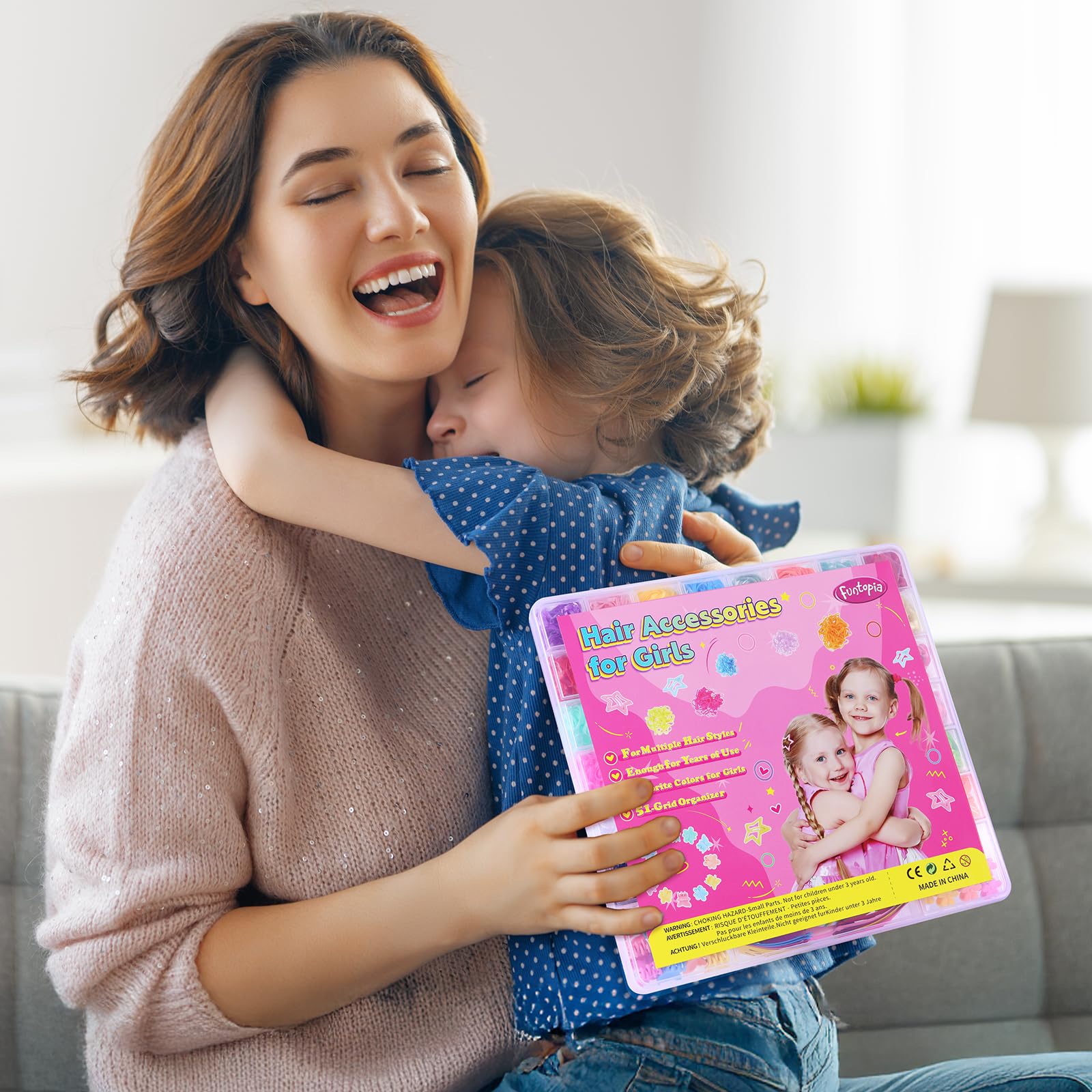 Funtopia versatile kit supports ponytails, buns, and braids for kids.