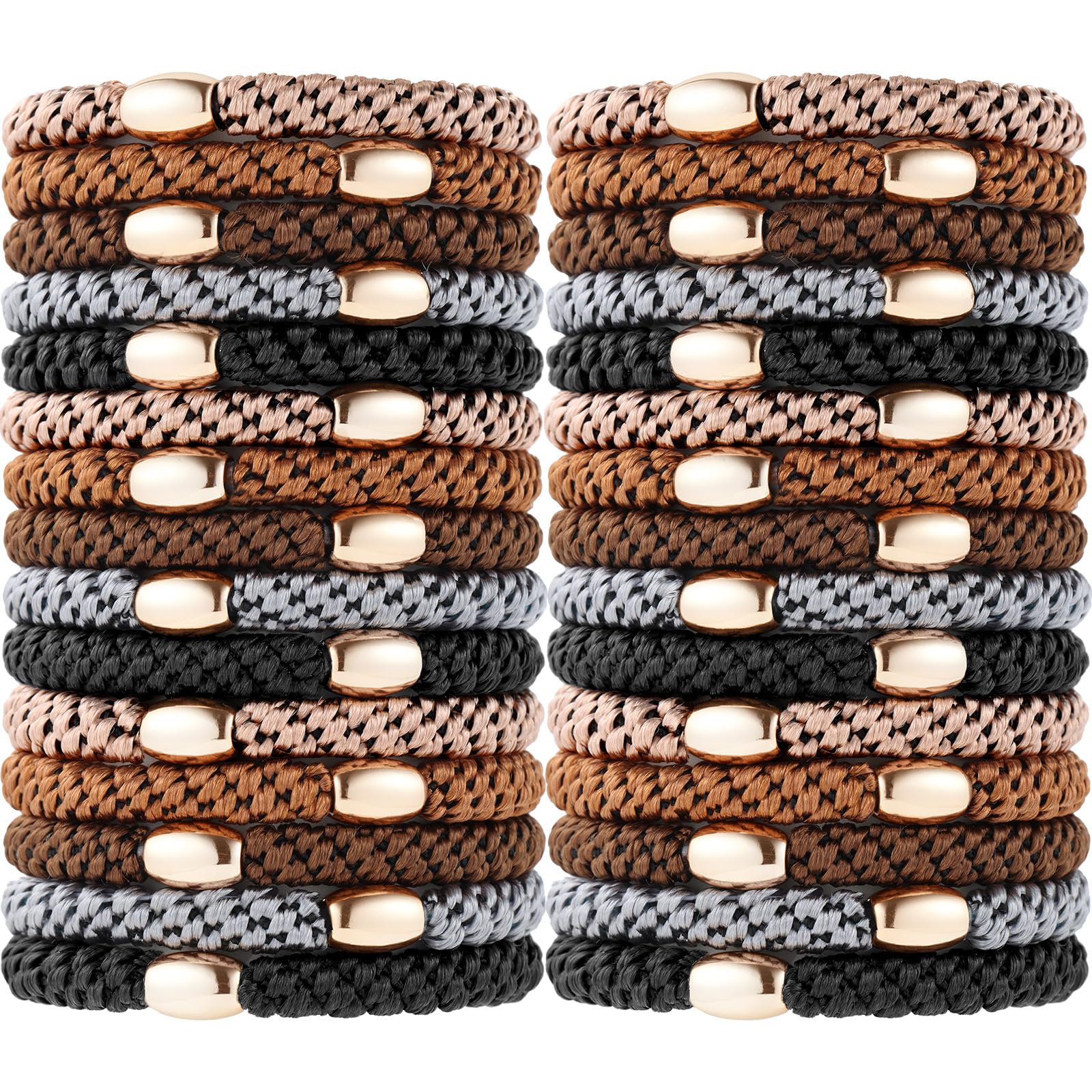 Funtopia hair ties with gold bead accent on braided design for chic daily looks.