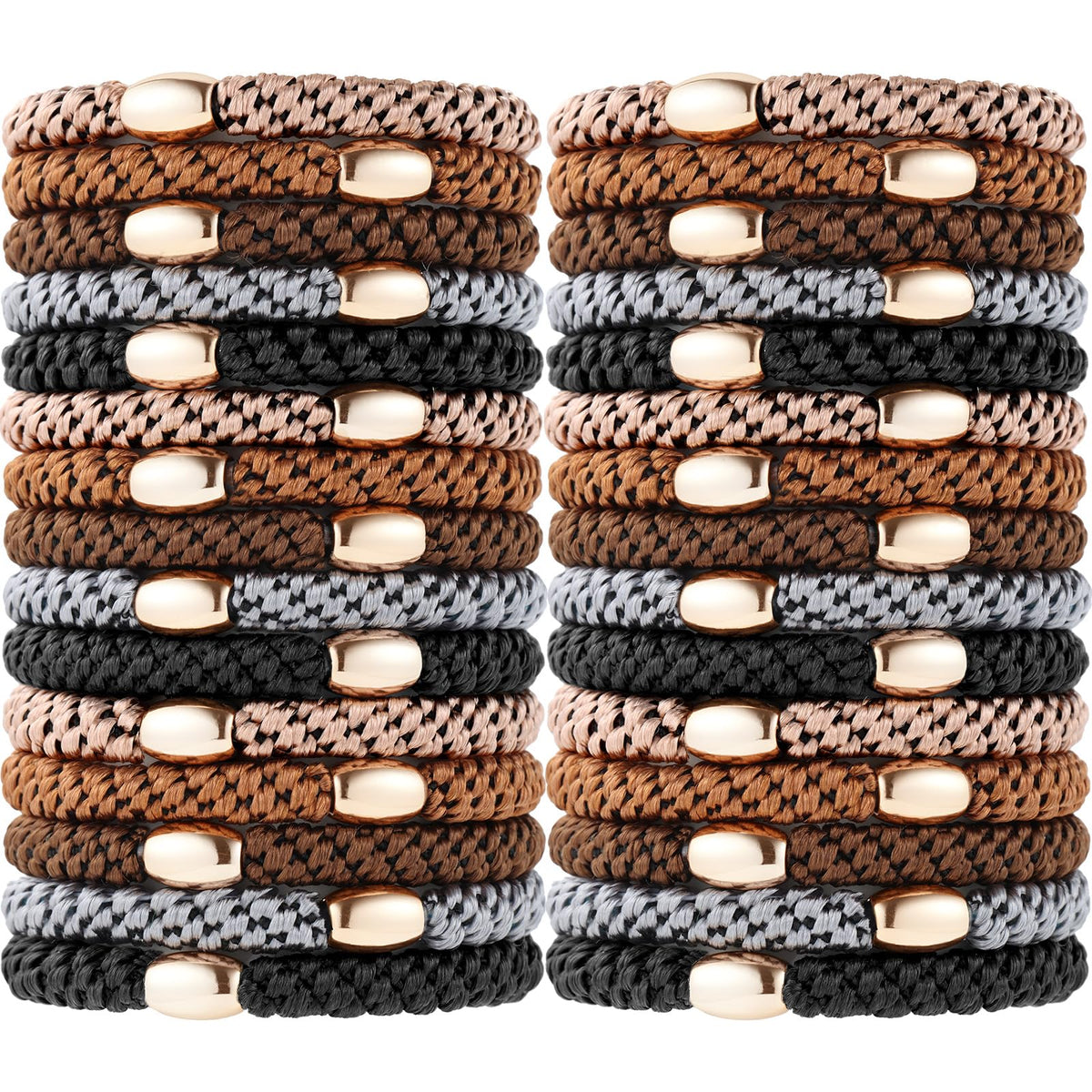 Funtopia hair ties with gold bead accent on braided design for chic daily looks.