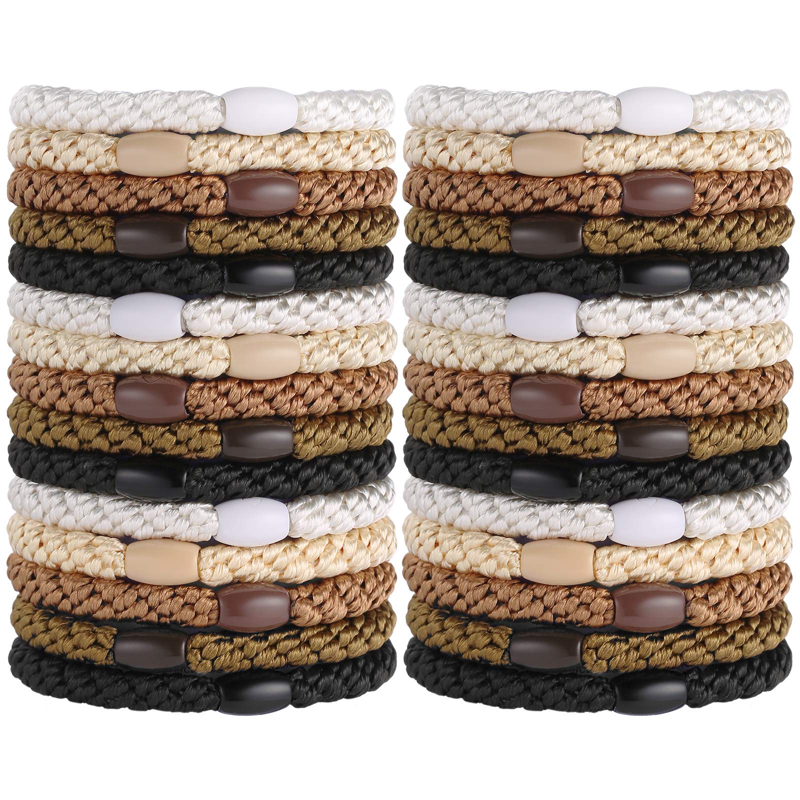 Funtopia soft-woven elastic hair tie pack showing gentle removal and comfortable wear