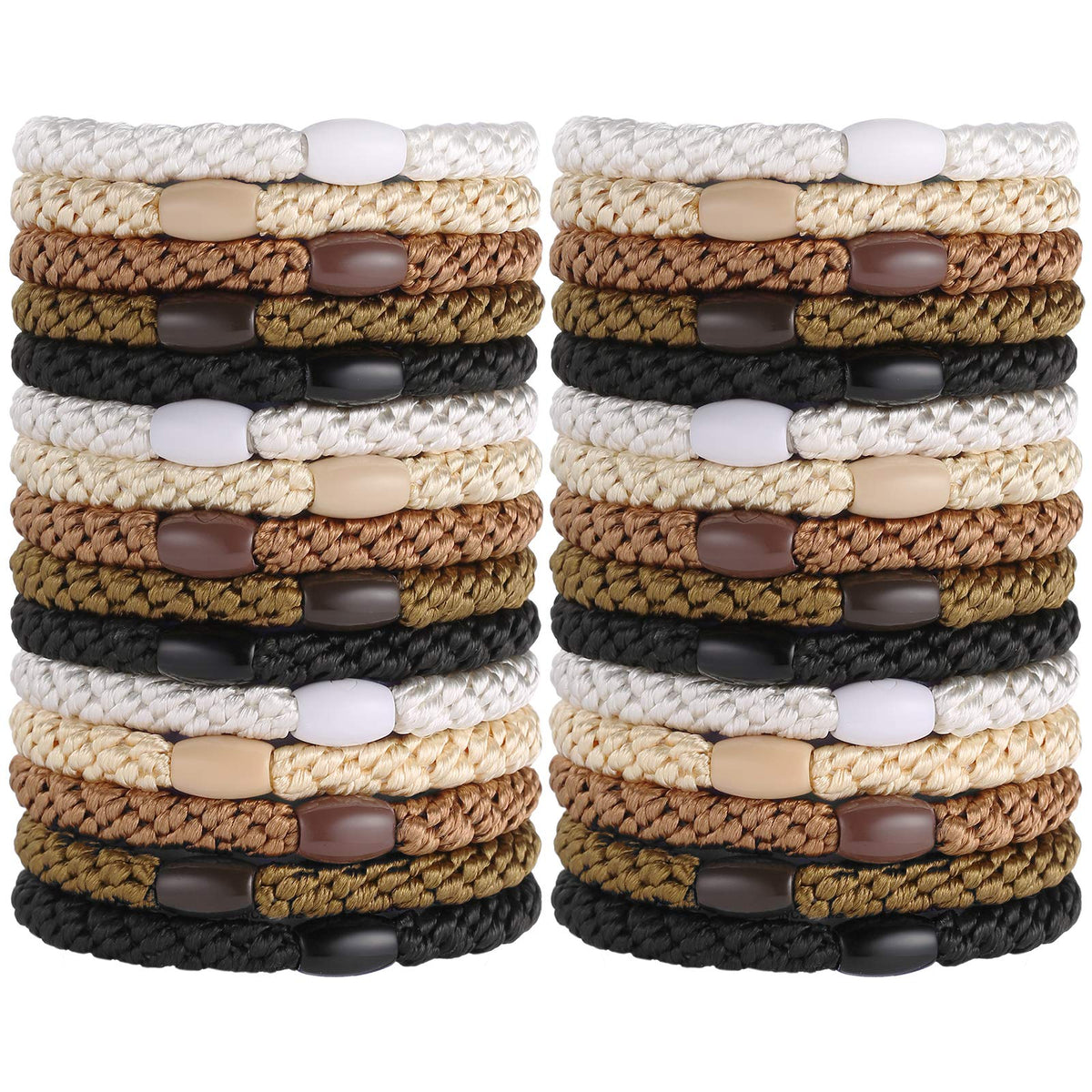 Funtopia soft-woven elastic hair tie pack showing gentle removal and comfortable wear