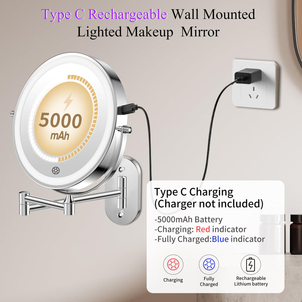 FUNTOUCH double-sided 1X/30X magnifying mirror close-up for precise detailing.