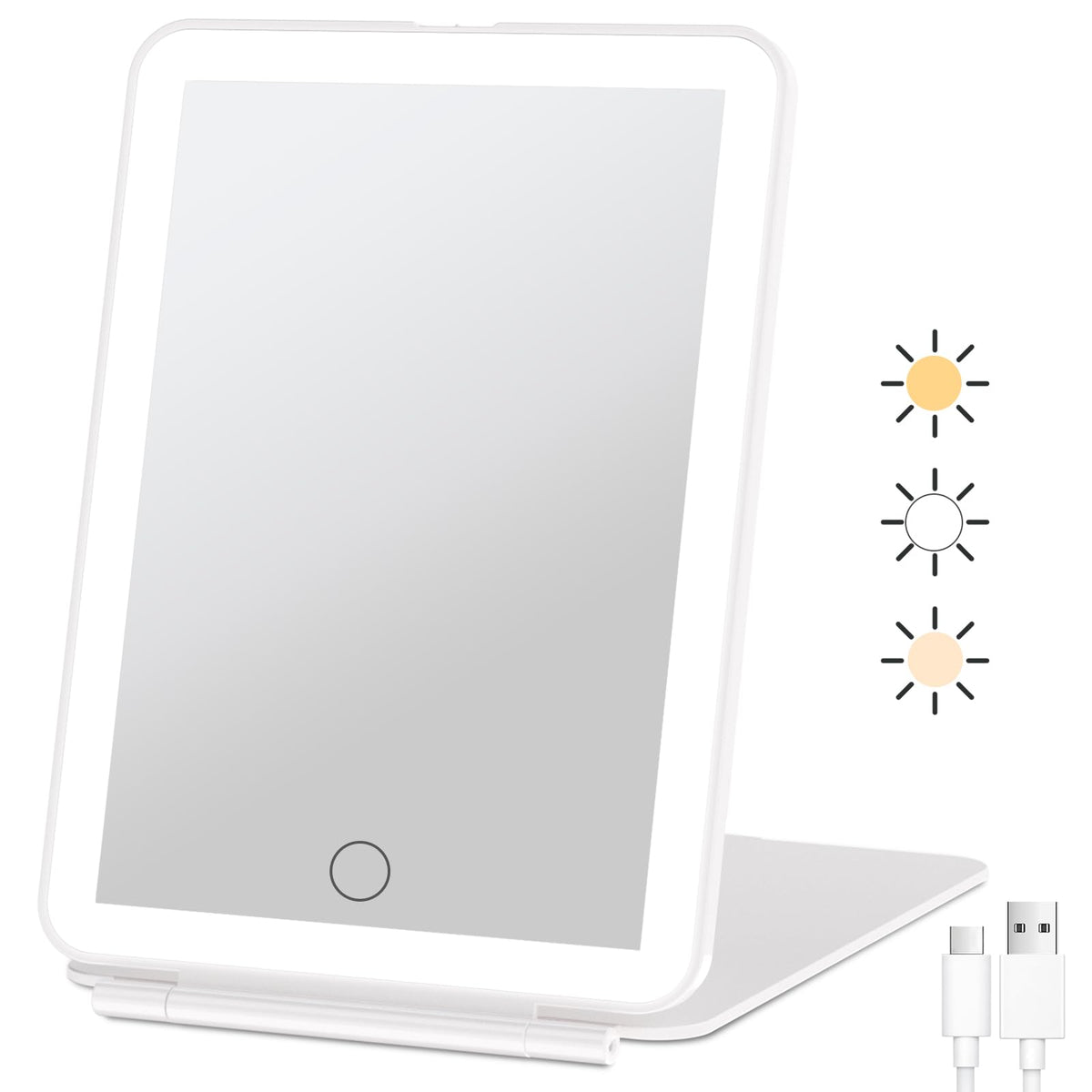 FUNTOUCH rechargeable travel mirror with 72 LEDs for bright on-the-go makeup