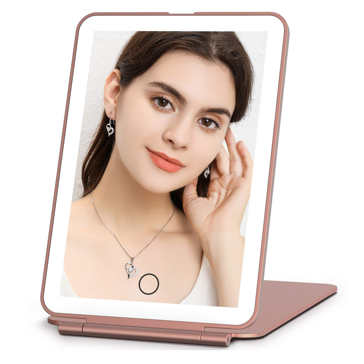 FUNTOUCH travel mirror with 72 LEDs for precise makeup in any lighting.