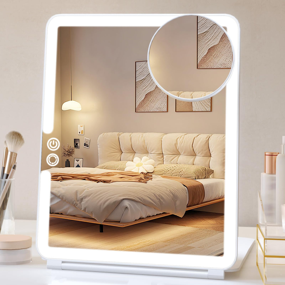 FUNTouch travel mirror with LED lights for makeup on the go