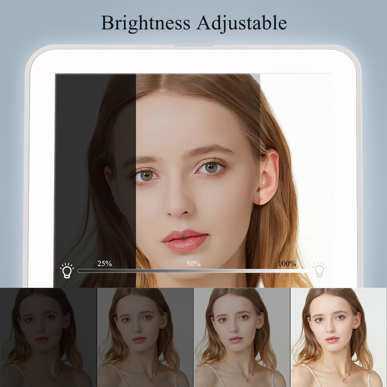 FUNTOUCH USB-rechargeable makeup mirror with 1000mAh battery for convenient travels