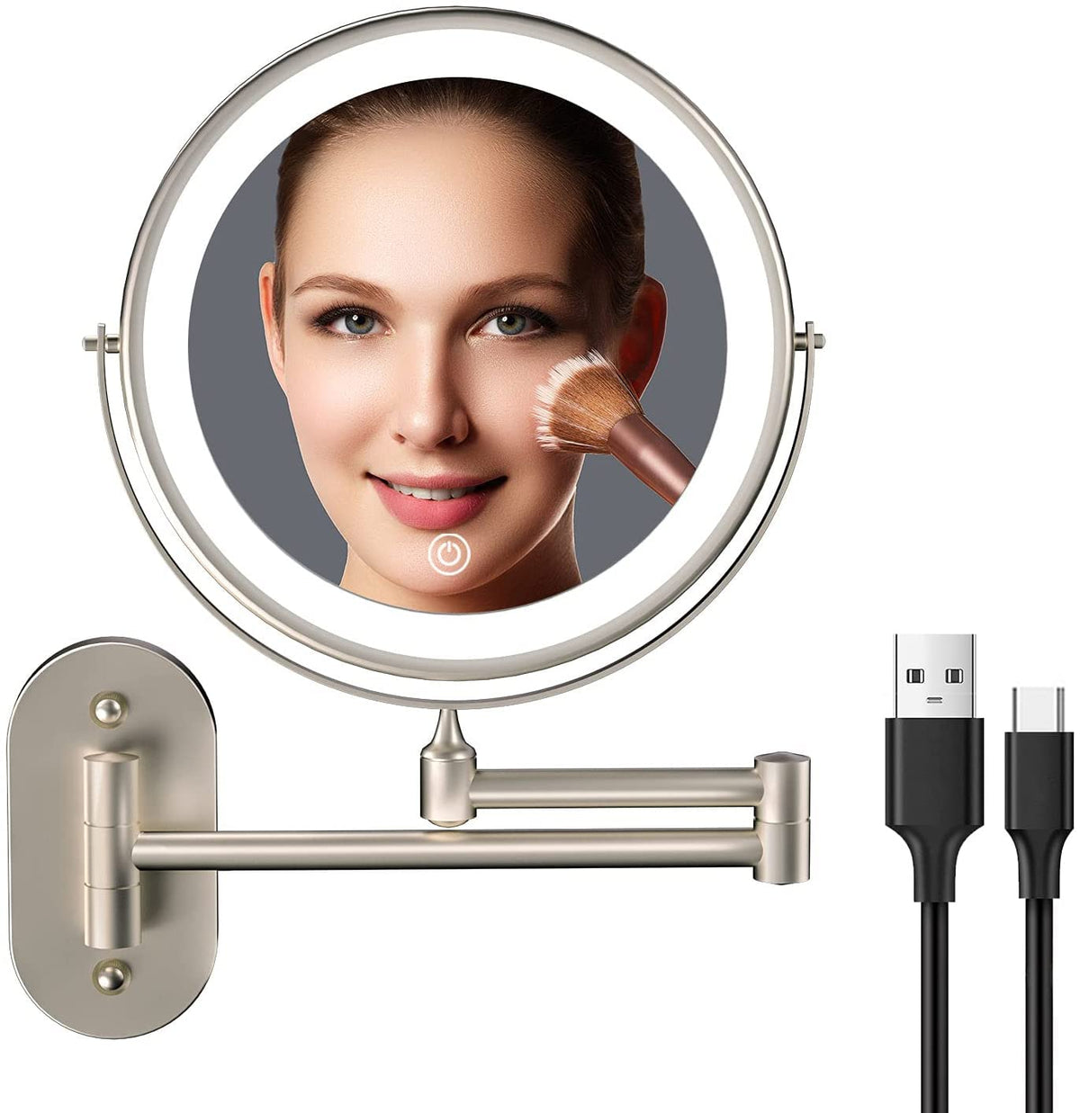 Funtouch wall-mounted makeup mirror with lights for daily grooming