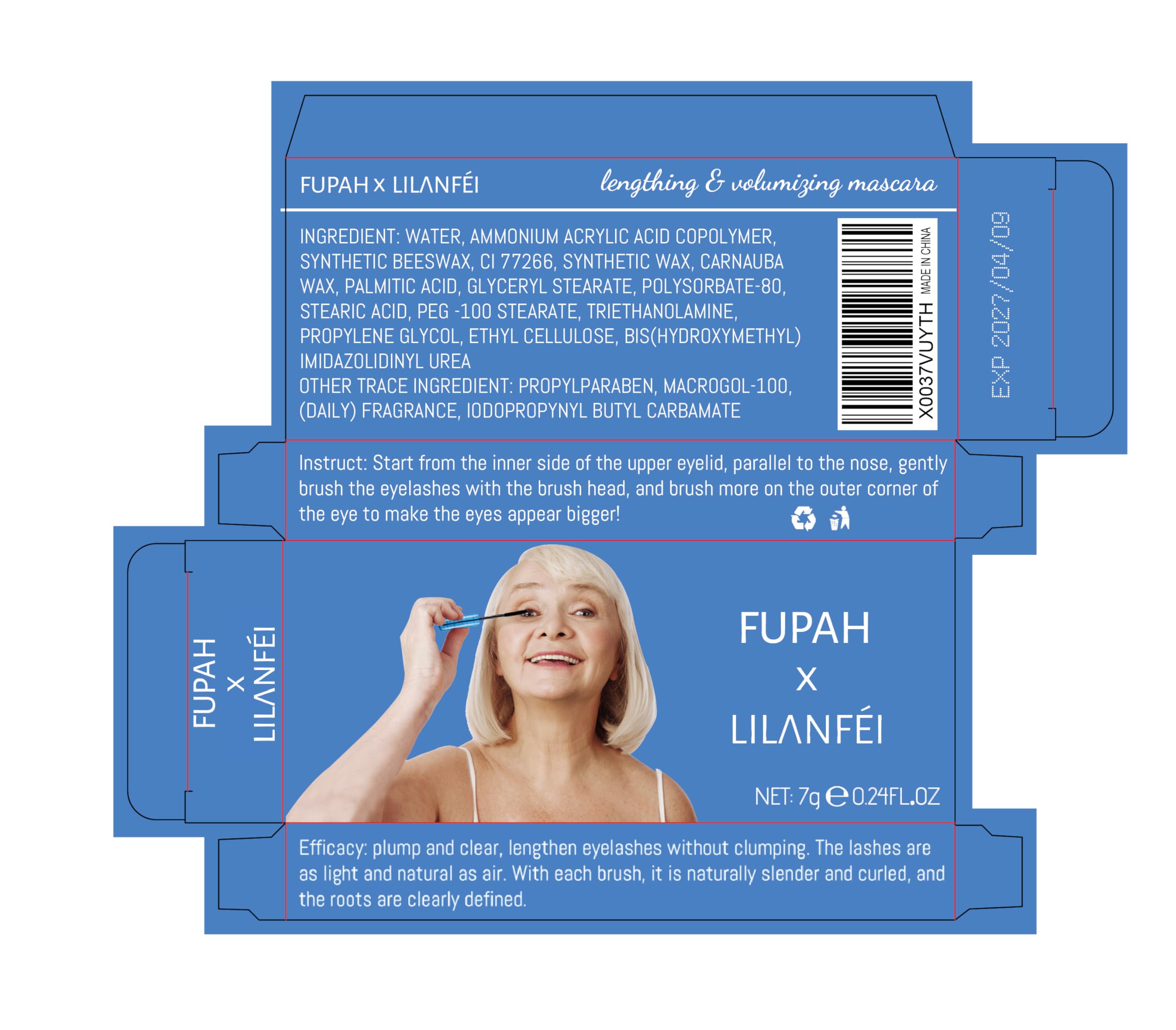 Fupah cruelty-free mascara packaging suggests ethical cosmetics.
