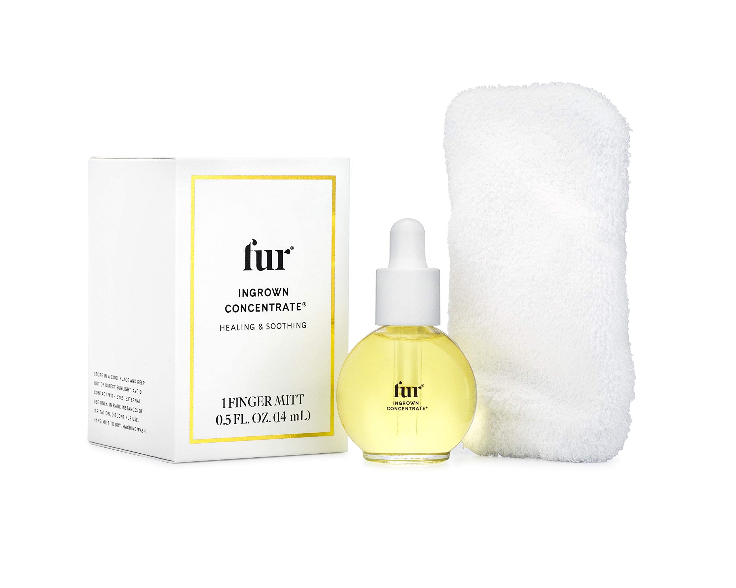 Fur Ingrown Concentrate dropper releasing a lightweight exfoliating oil